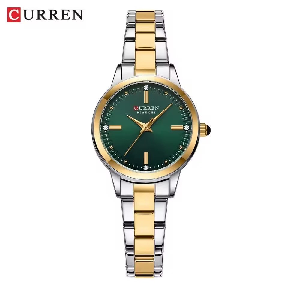 Curren 9094 Ladies Chain Watch- Green Dial- Golden Bezel- Silver+Golden Chain- TF Code CR949CF_img_0
