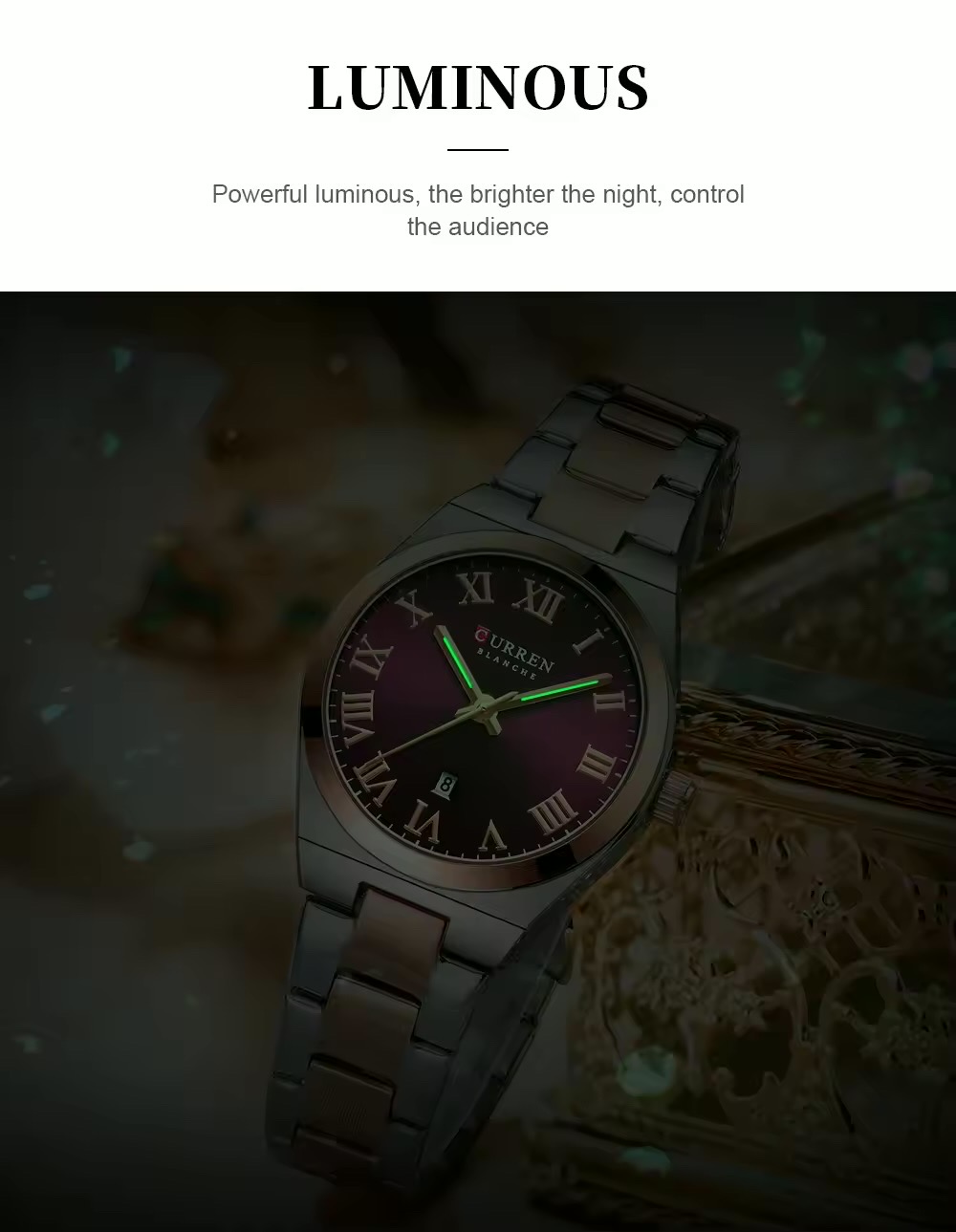 Curren 9095 Ladies Chain Watch- Purple Dial- Rose Golden Bezel- Silver+Rose Golden Chain- TF Code CR947CF_img_7