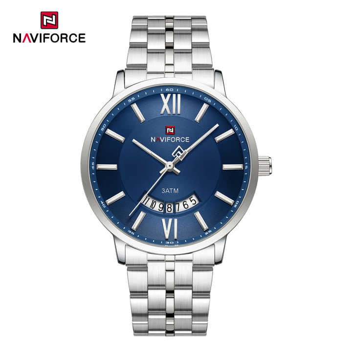 Naviforce 9238 Gents Chain Watch- Blue Dial- Silver Bezel- Silver Chain- TF Code NF935CM_img_0