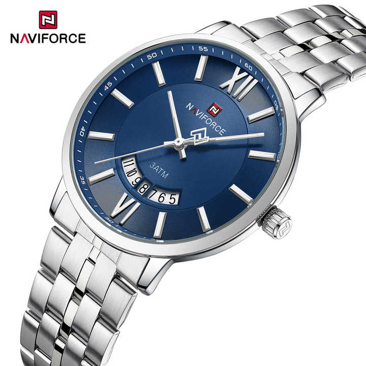 Naviforce 9238 Gents Chain Watch- Blue Dial- Silver Bezel- Silver Chain- TF Code NF935CM_img_1