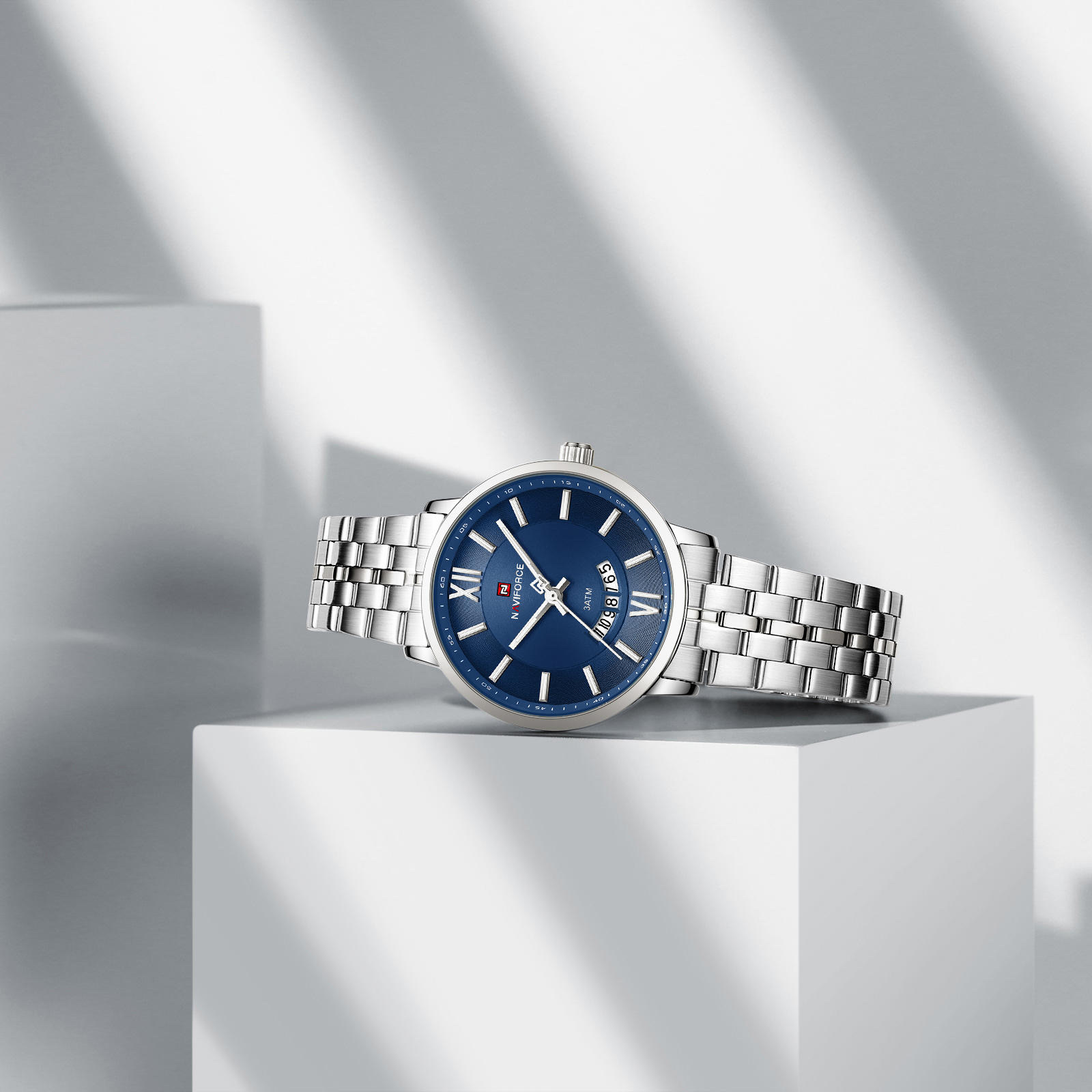 Naviforce 9238 Gents Chain Watch- Blue Dial- Silver Bezel- Silver Chain- TF Code NF935CM_img_3