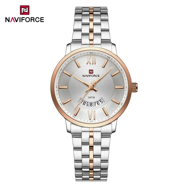 Naviforce 9238 Gents Chain Watch- Silver Dial- Rose Golden Bezel- Silver+Rose Golden Chain- TF Code NF936CM_img_0