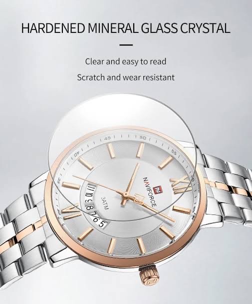 Naviforce 9238 Gents Chain Watch- Silver Dial- Rose Golden Bezel- Silver+Rose Golden Chain- TF Code NF936CM_img_3