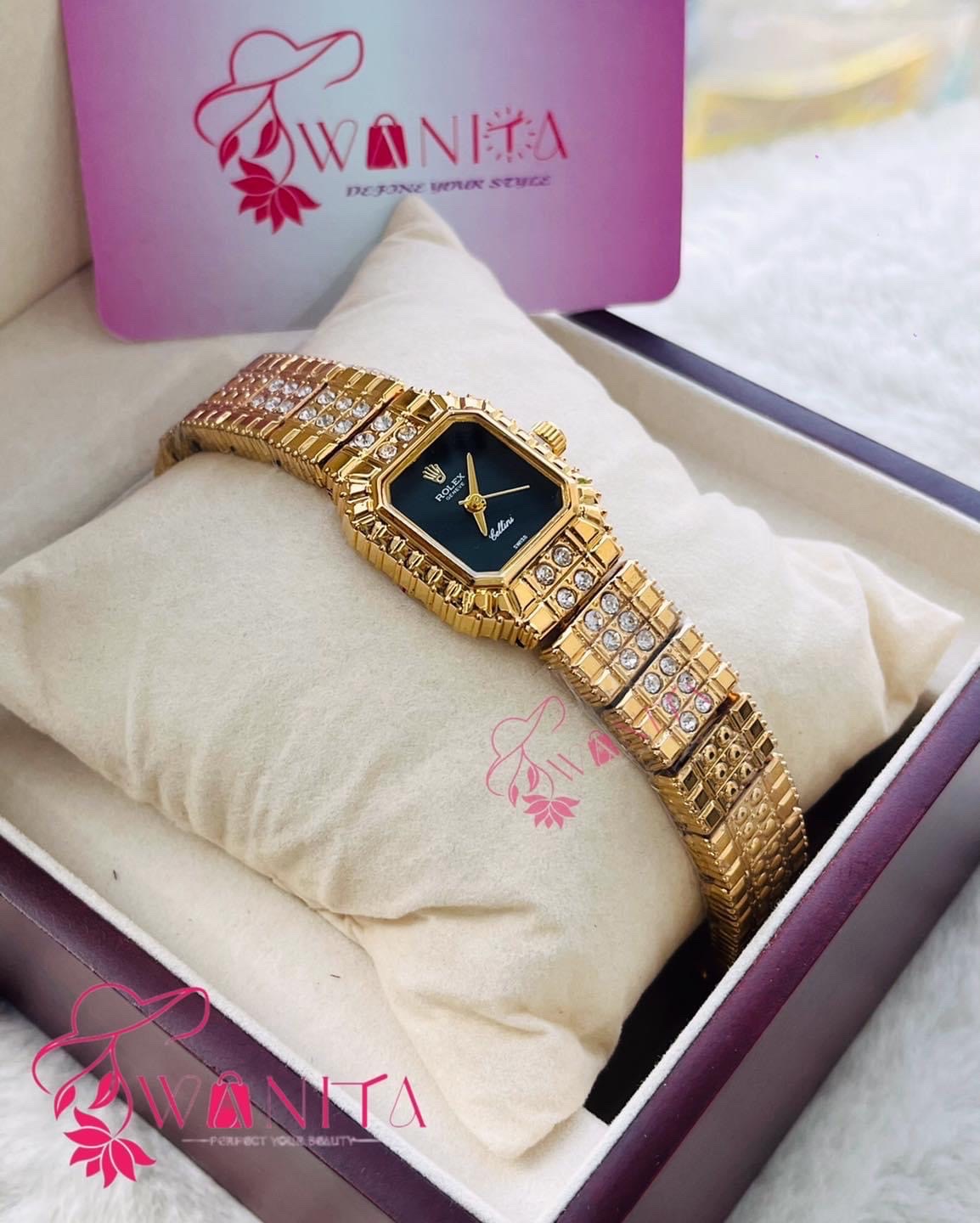 Premium Rolex Ladies Black Dial Watch