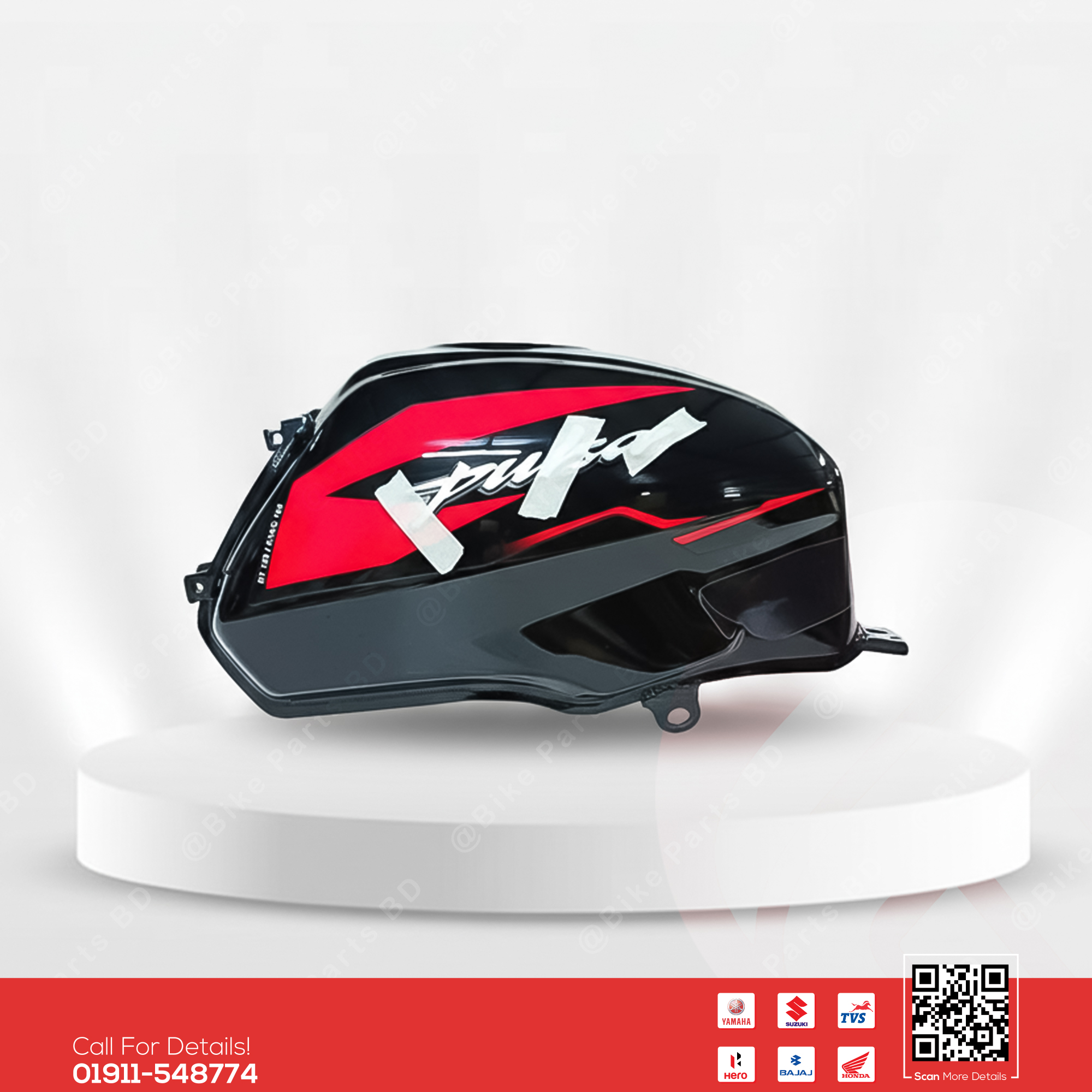 Fuel Tank for BAJAJ Pulser UG7 (Double & Single Disk ABS, Black-Red) bike.