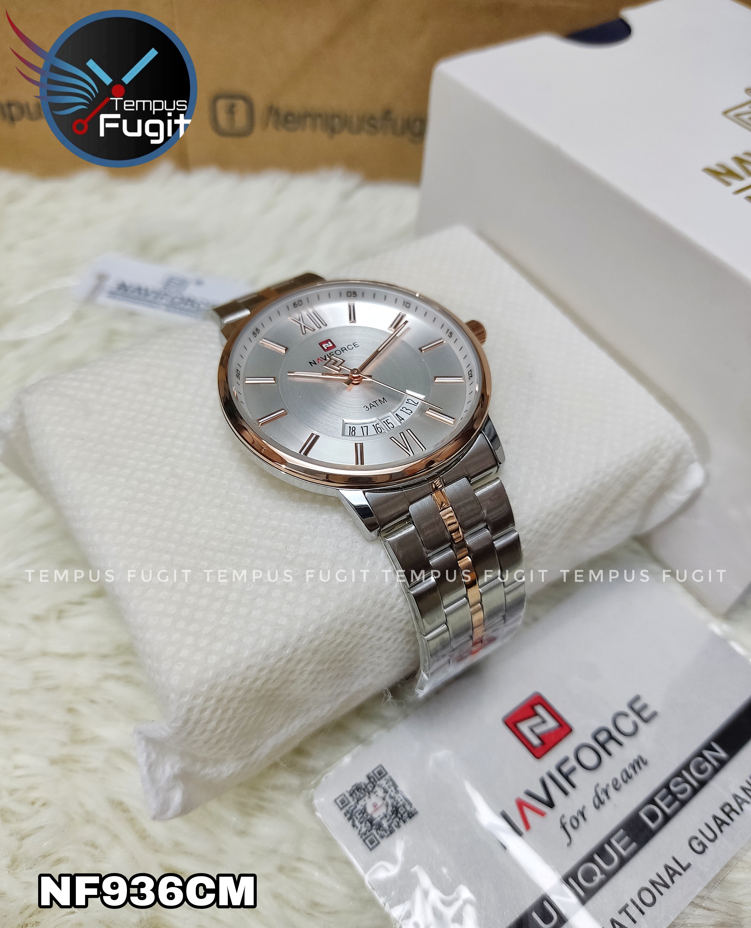 Naviforce 9238 Gents Chain Watch- Silver Dial- Rose Golden Bezel- Silver+Rose Golden Chain- TF Code NF936CM_img_13