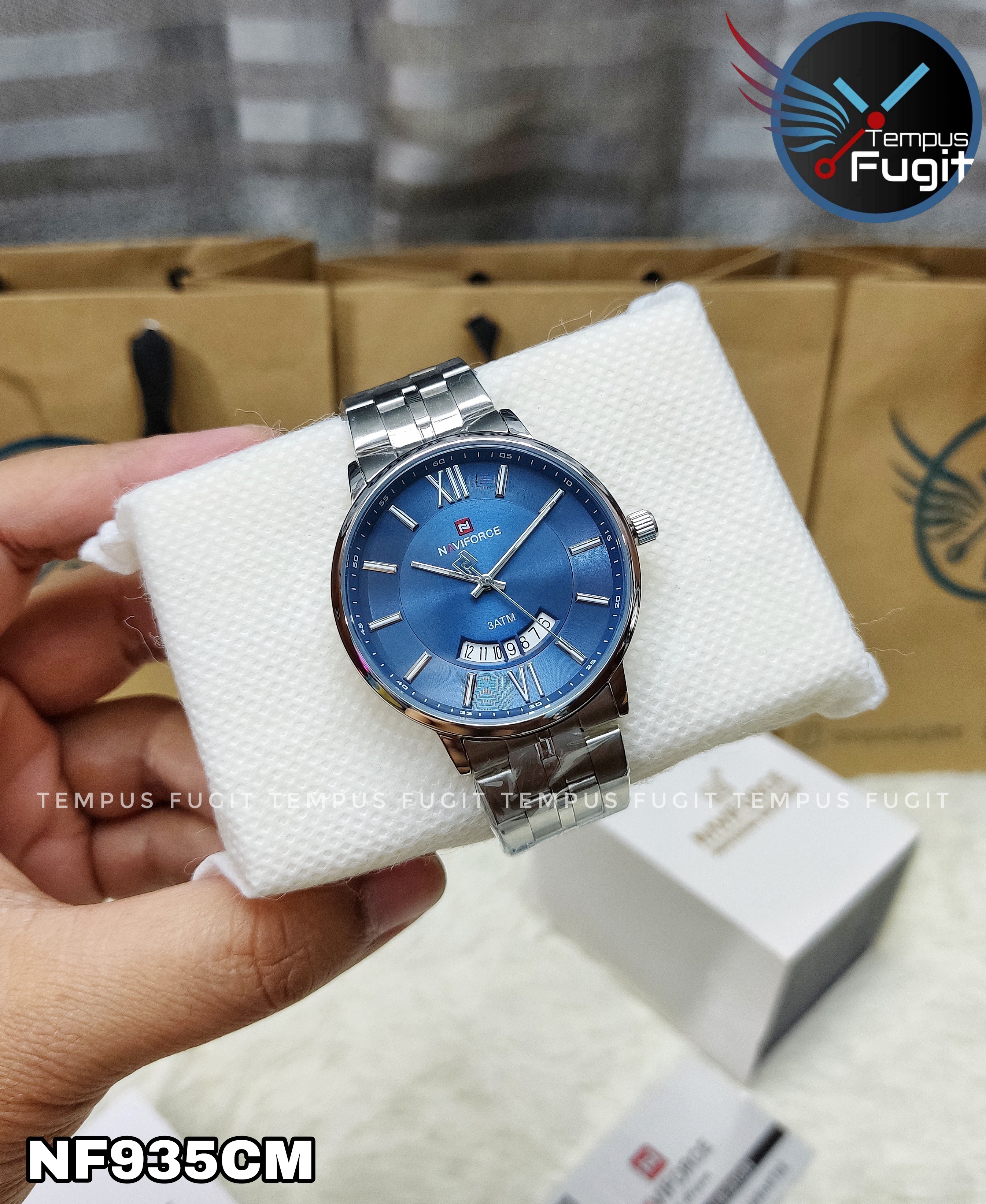 Naviforce 9238 Gents Chain Watch- Blue Dial- Silver Bezel- Silver Chain- TF Code NF935CM_img_8