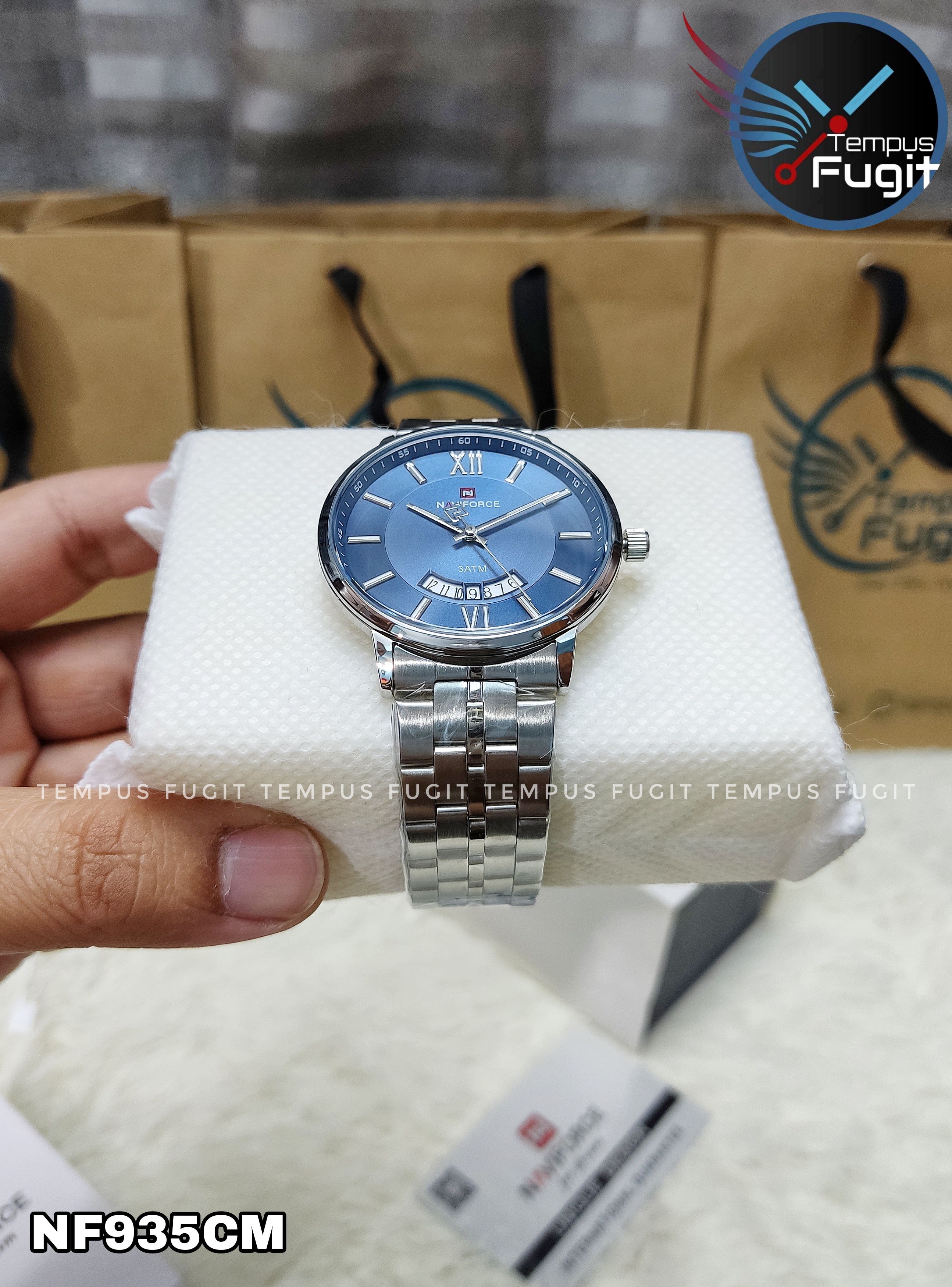 Naviforce 9238 Gents Chain Watch- Blue Dial- Silver Bezel- Silver Chain- TF Code NF935CM_img_10