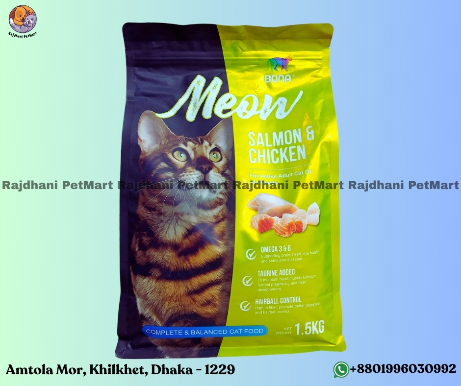Bona Meow Dry Cat Food Active Adult Cat Salmon & Chicken 1.5kg