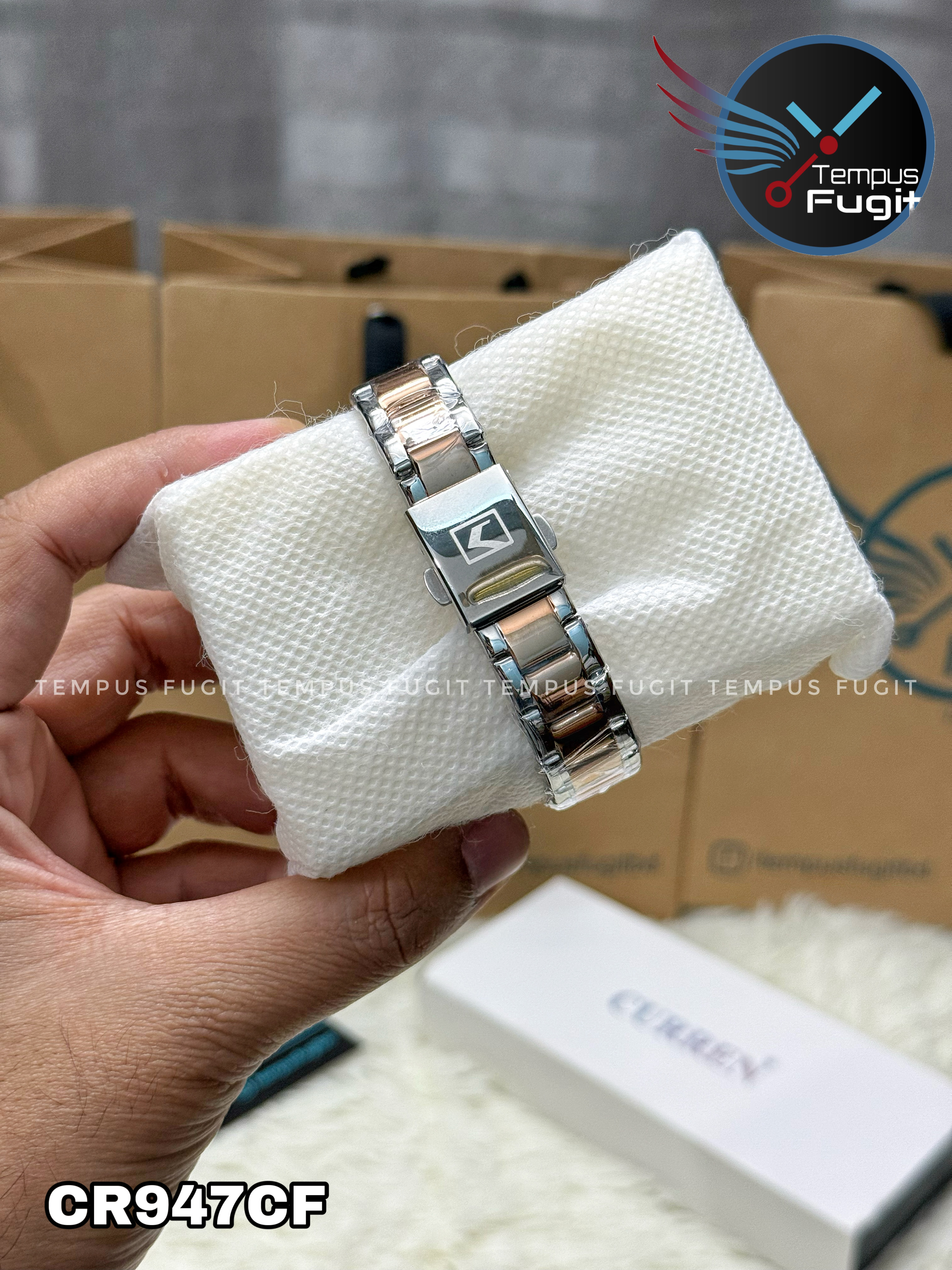 Curren 9095 Ladies Chain Watch- Purple Dial- Rose Golden Bezel- Silver+Rose Golden Chain- TF Code CR947CF_img_12