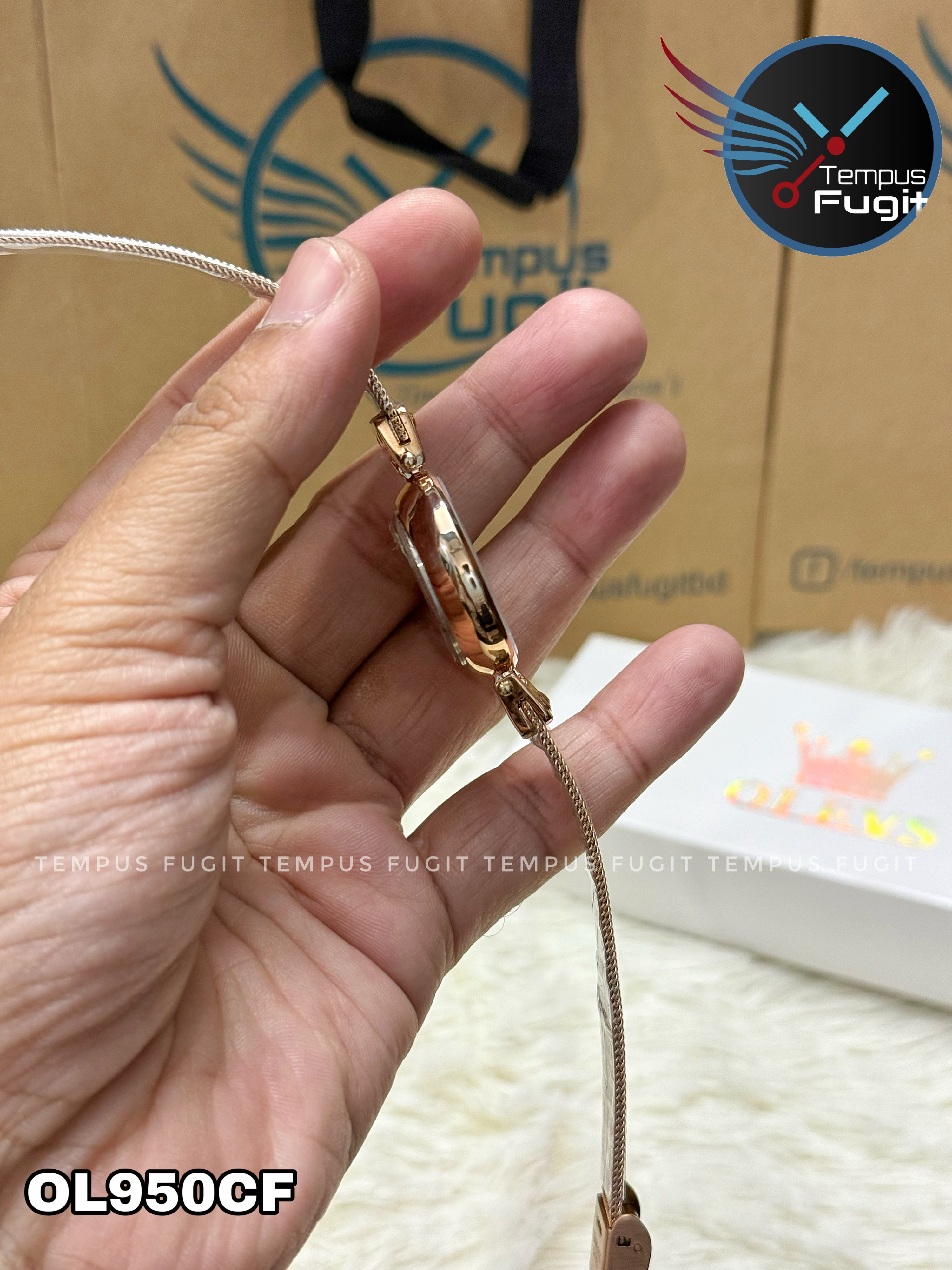 OLEVS 5887 Ladies Mesh Chain Watch- Rose Golden Dial- Rose Golden Bezel- Rose Golden Chain- TF Code OL950CF_img_12