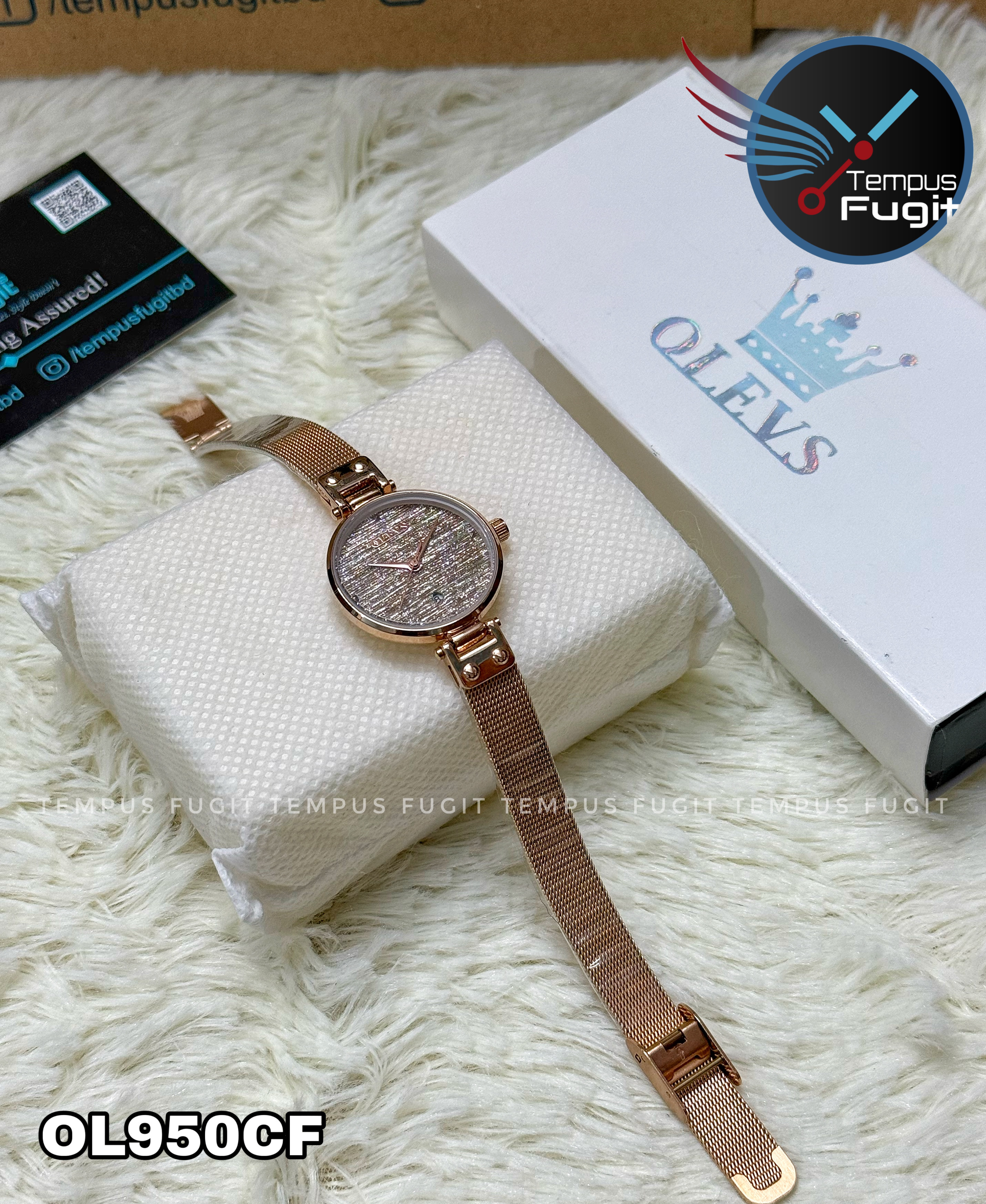 OLEVS 5887 Ladies Mesh Chain Watch- Rose Golden Dial- Rose Golden Bezel- Rose Golden Chain- TF Code OL950CF_img_14