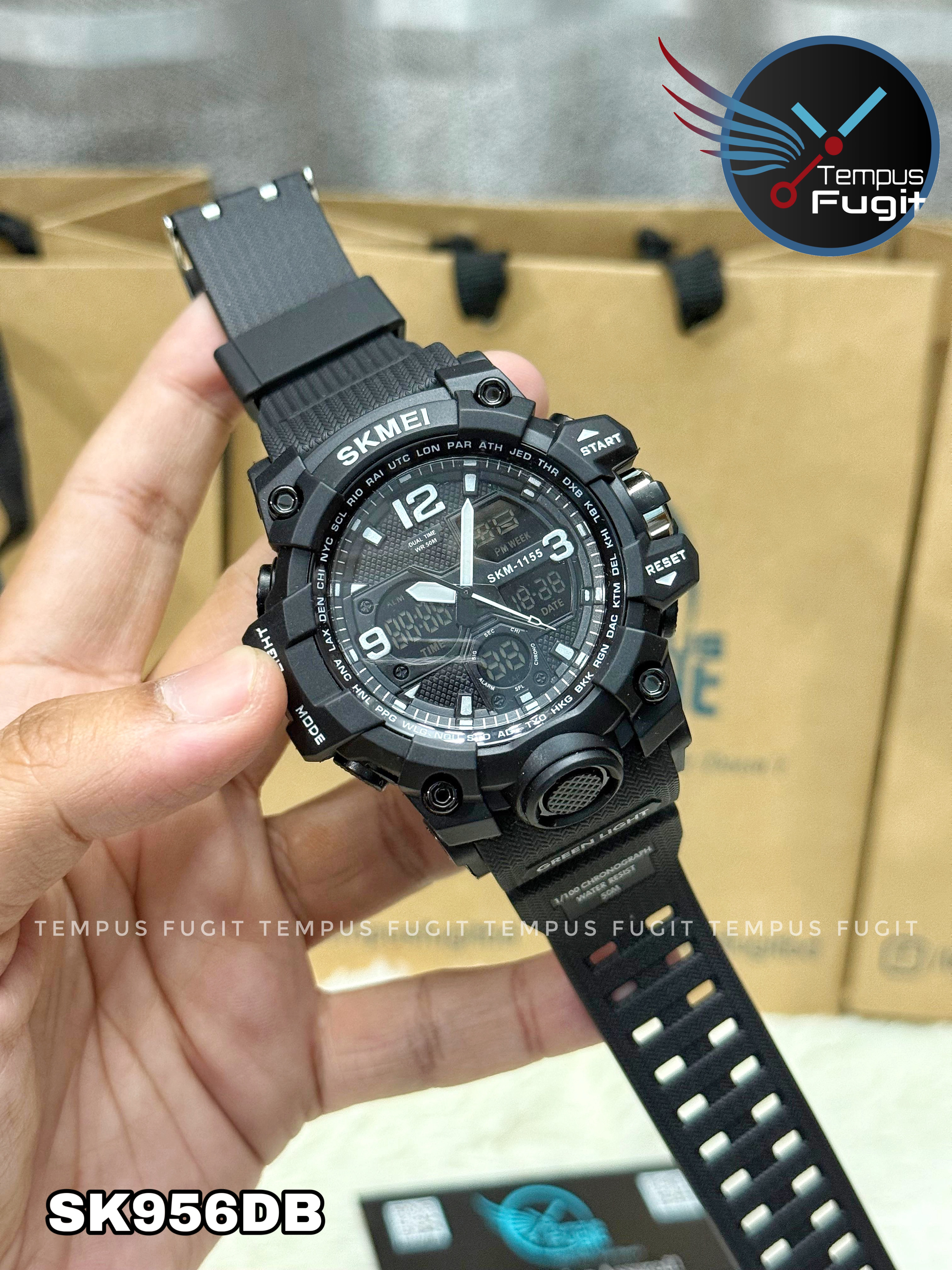 SKMEI 1155 Analogue+Digital Silicone Strap Sports Watch- Black Dial- Black Bezel- Black Strap- TF Code SK956DB_img_8