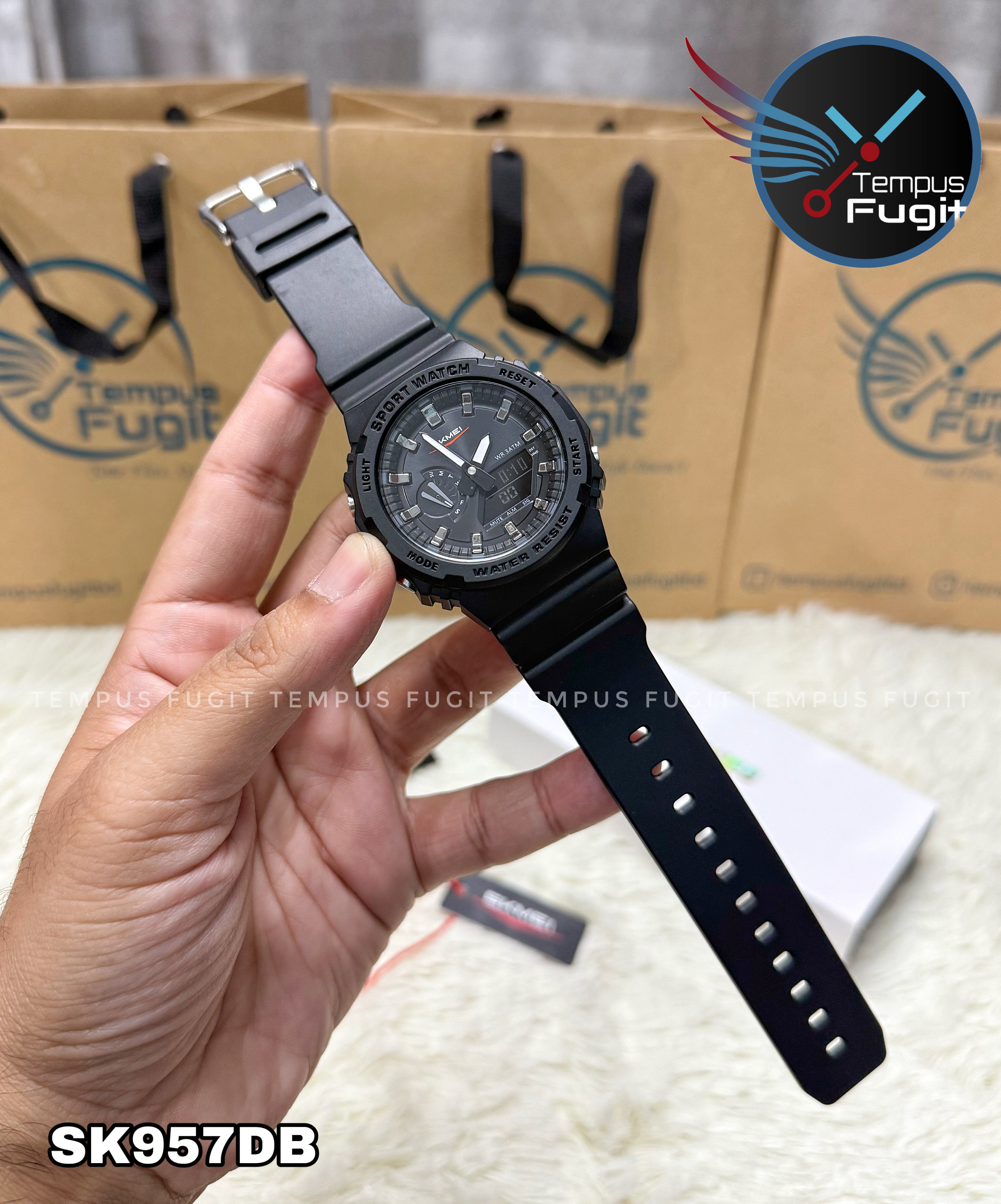 SKMEI 2351 Analogue+Digital Silicone Strap Sports Watch- Black Dial with Silver Markings- Black Bezel- Black Strap- TF Code SK957DB_img_11