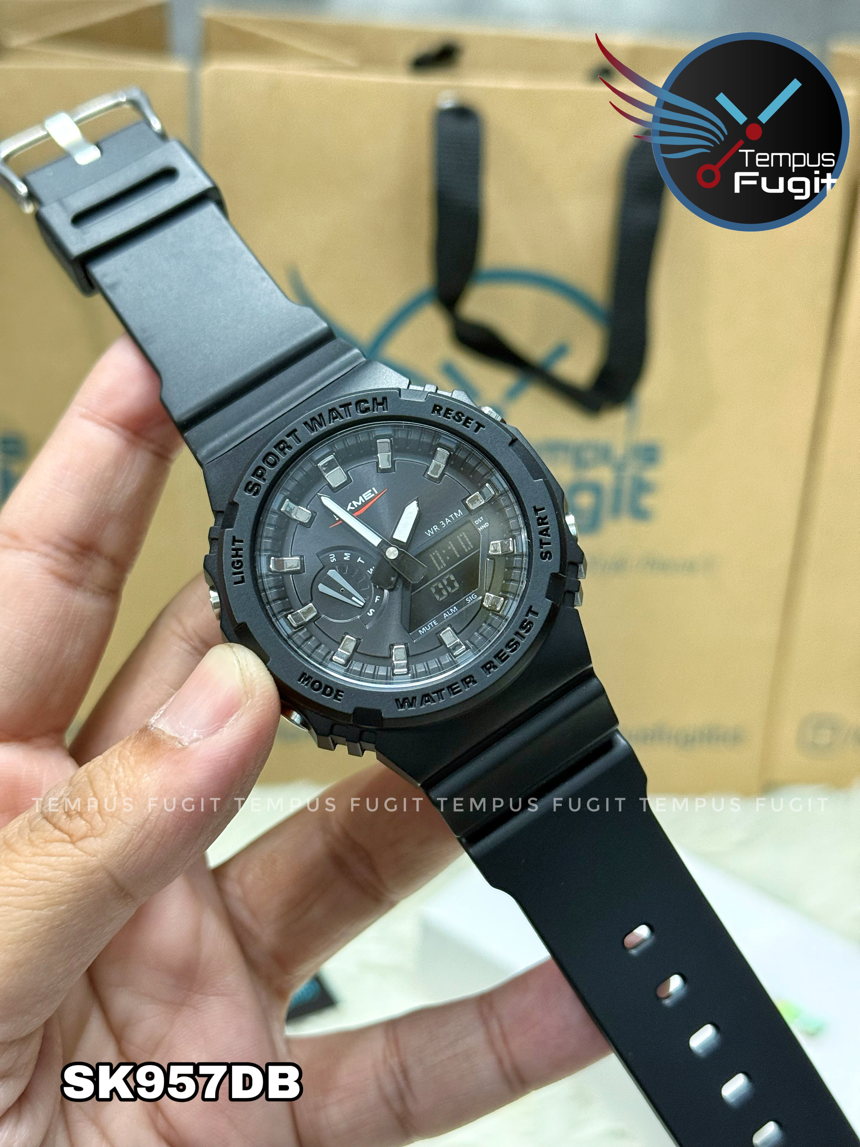 SKMEI 2351 Analogue+Digital Silicone Strap Sports Watch- Black Dial with Silver Markings- Black Bezel- Black Strap- TF Code SK957DB_img_12