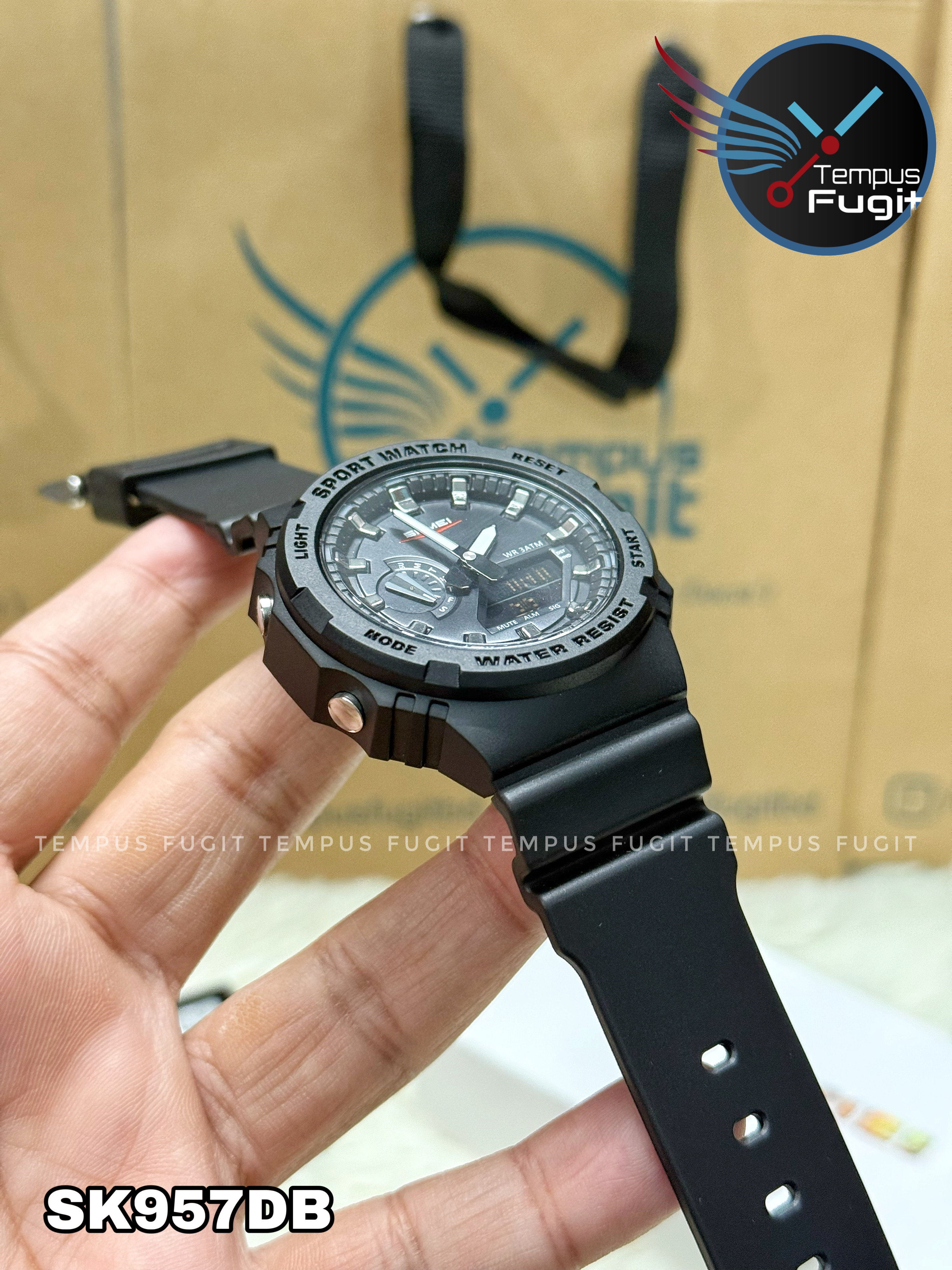 SKMEI 2351 Analogue+Digital Silicone Strap Sports Watch- Black Dial with Silver Markings- Black Bezel- Black Strap- TF Code SK957DB_img_13