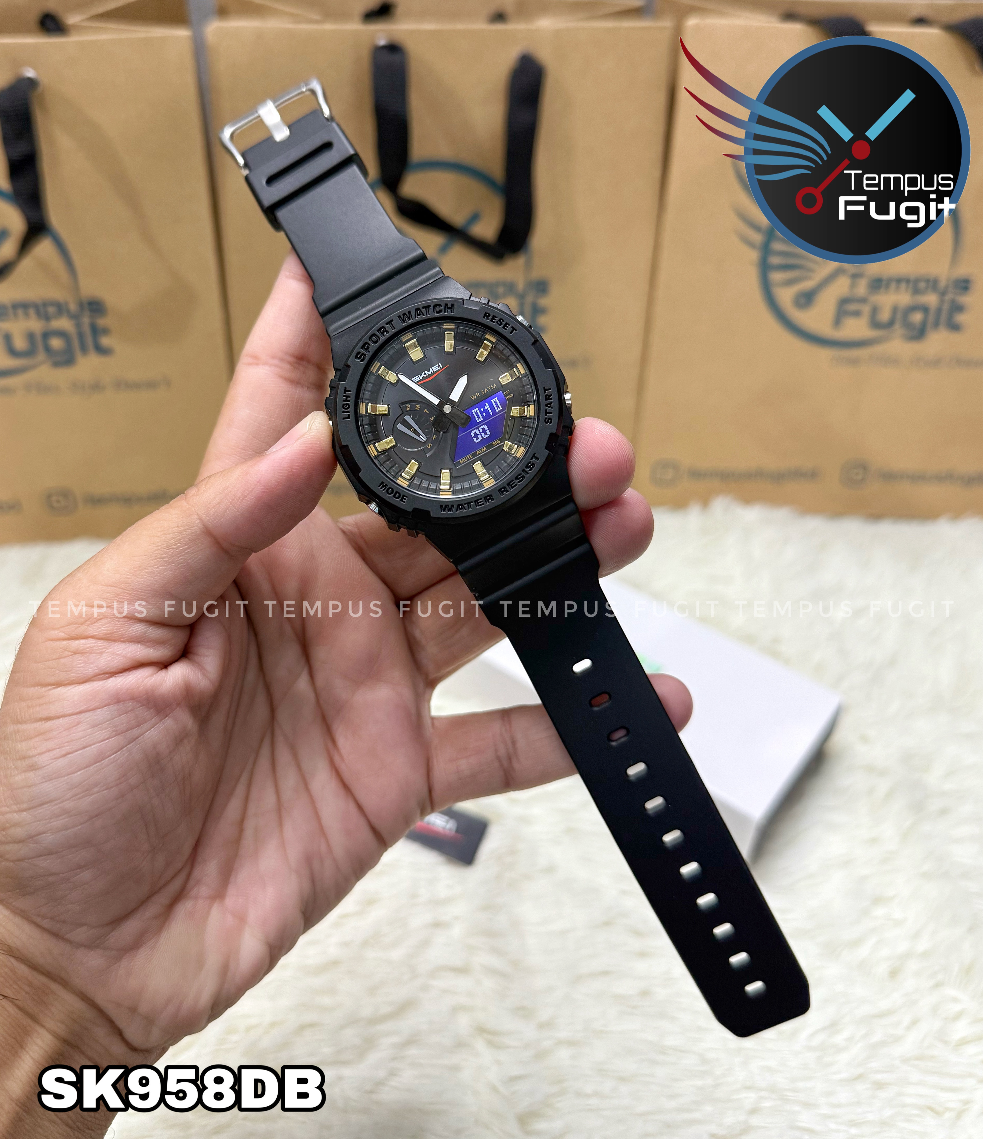SKMEI 2351 Analogue+Digital Silicone Strap Sports Watch- Black Dial with Golden Markings- Black Bezel- Black Strap- TF Code SK958DB_img_16