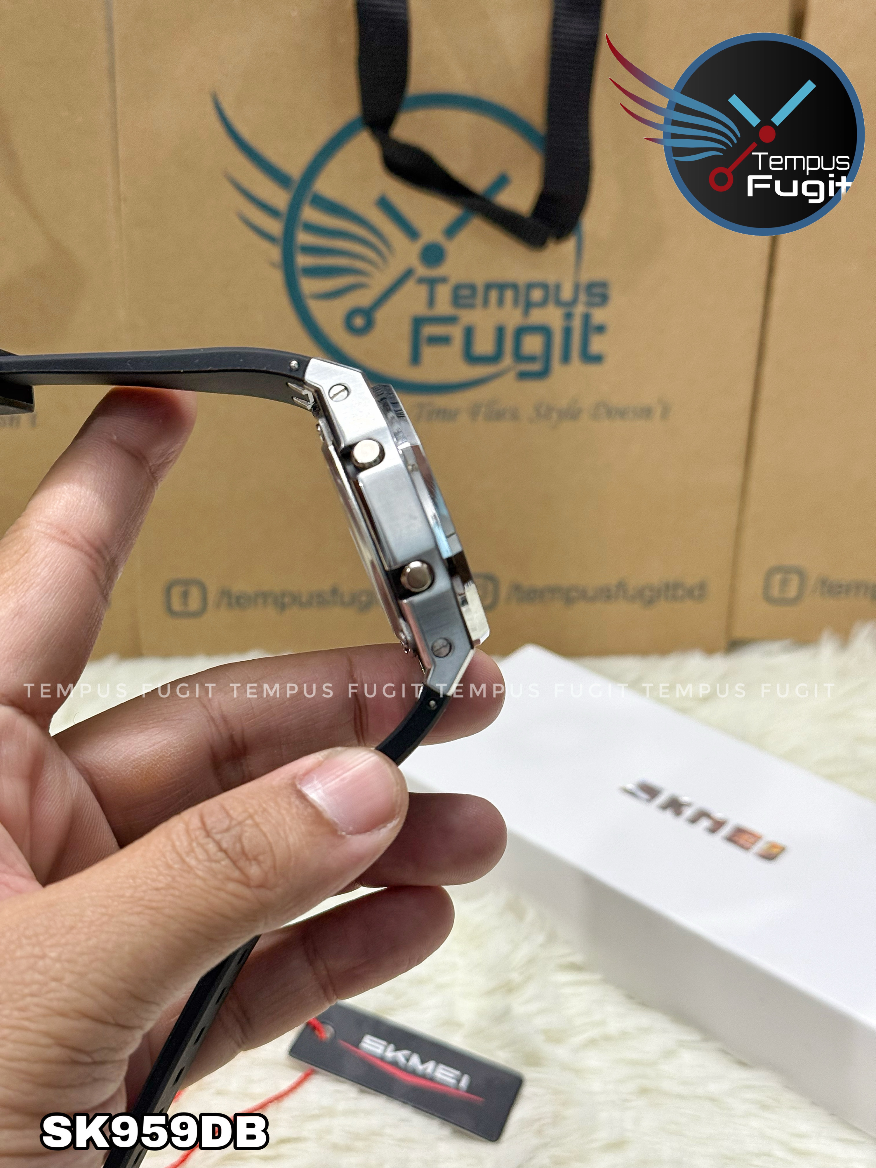 SKMEI 2243 Analogue+Digital Silicone Strap Sports Watch- Black Dial with White Markings- Silver Bezel- Black Strap- TF Code SK959DB_img_12