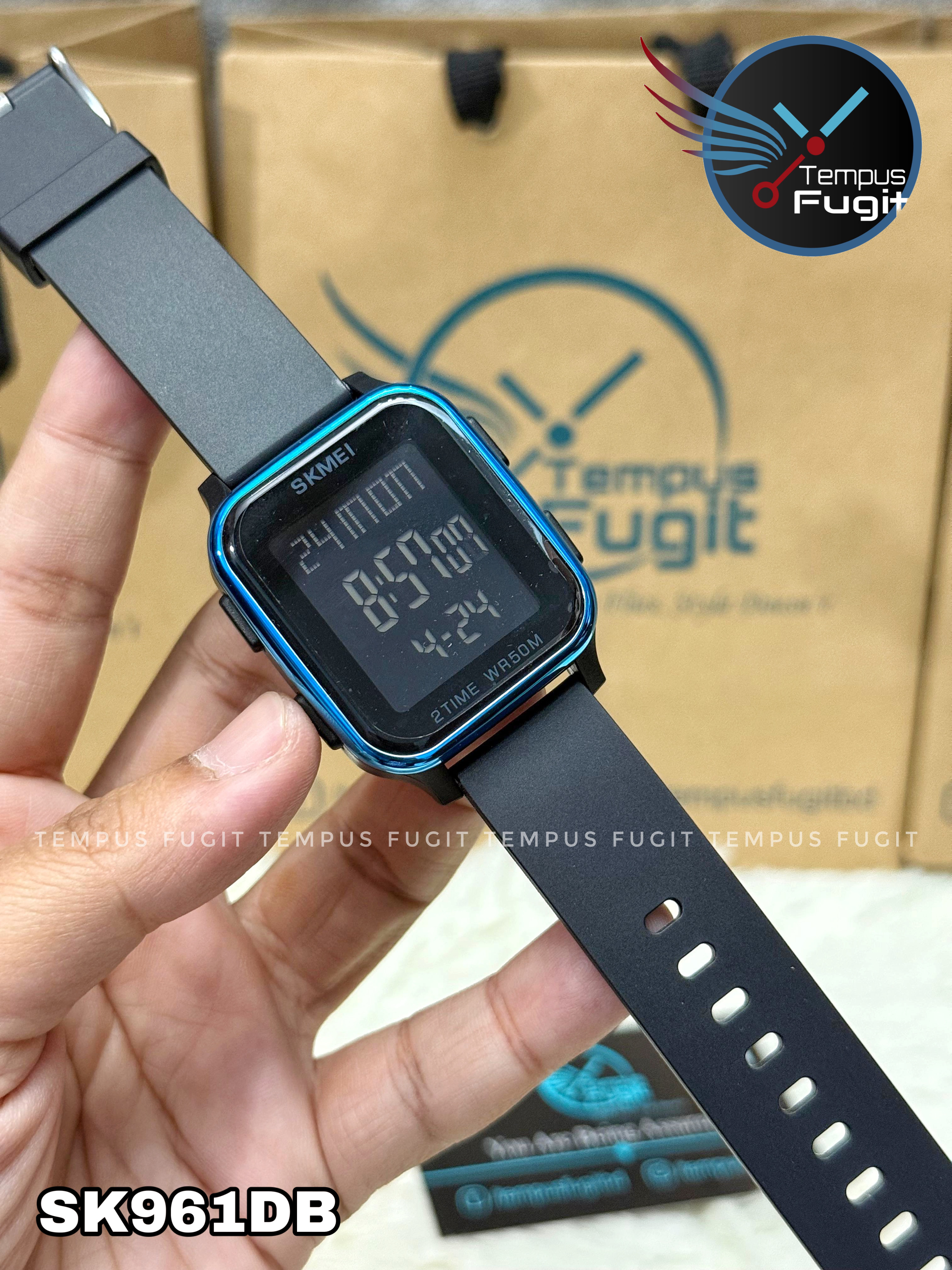 SKMEI 1858 Digital Watch- Black Dial- Blue Bezel- Black Strap- TF Code SK961DB_img_8