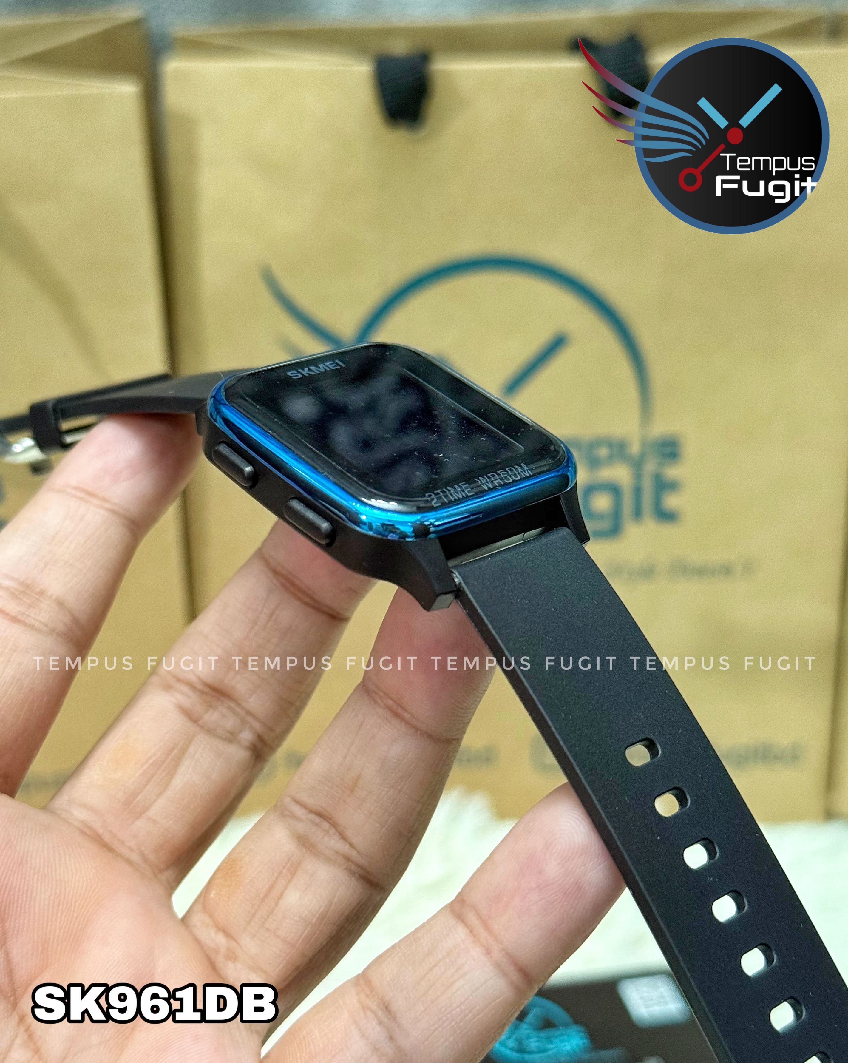 SKMEI 1858 Digital Watch- Black Dial- Blue Bezel- Black Strap- TF Code SK961DB_img_9