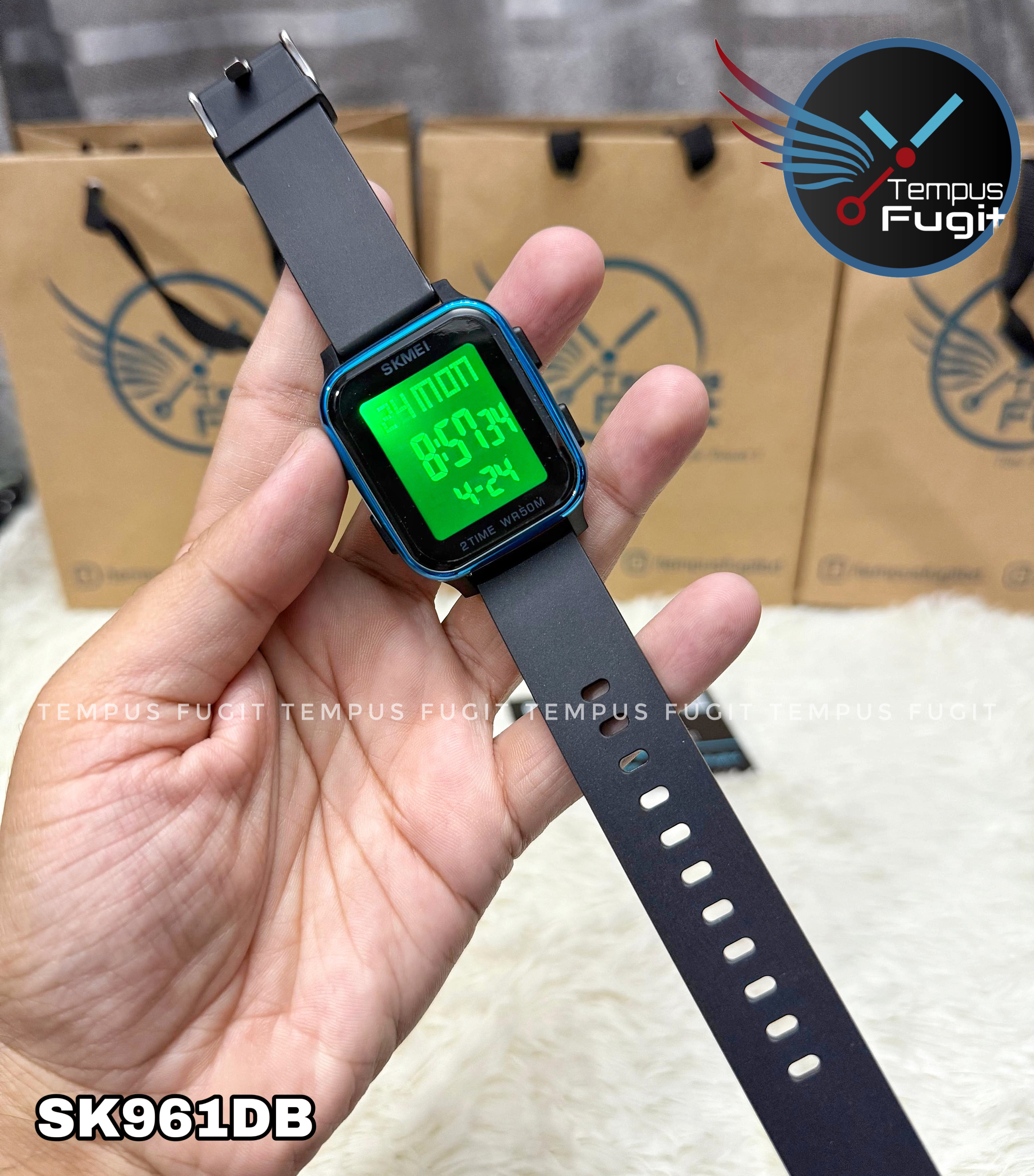 SKMEI 1858 Digital Watch- Black Dial- Blue Bezel- Black Strap- TF Code SK961DB_img_11