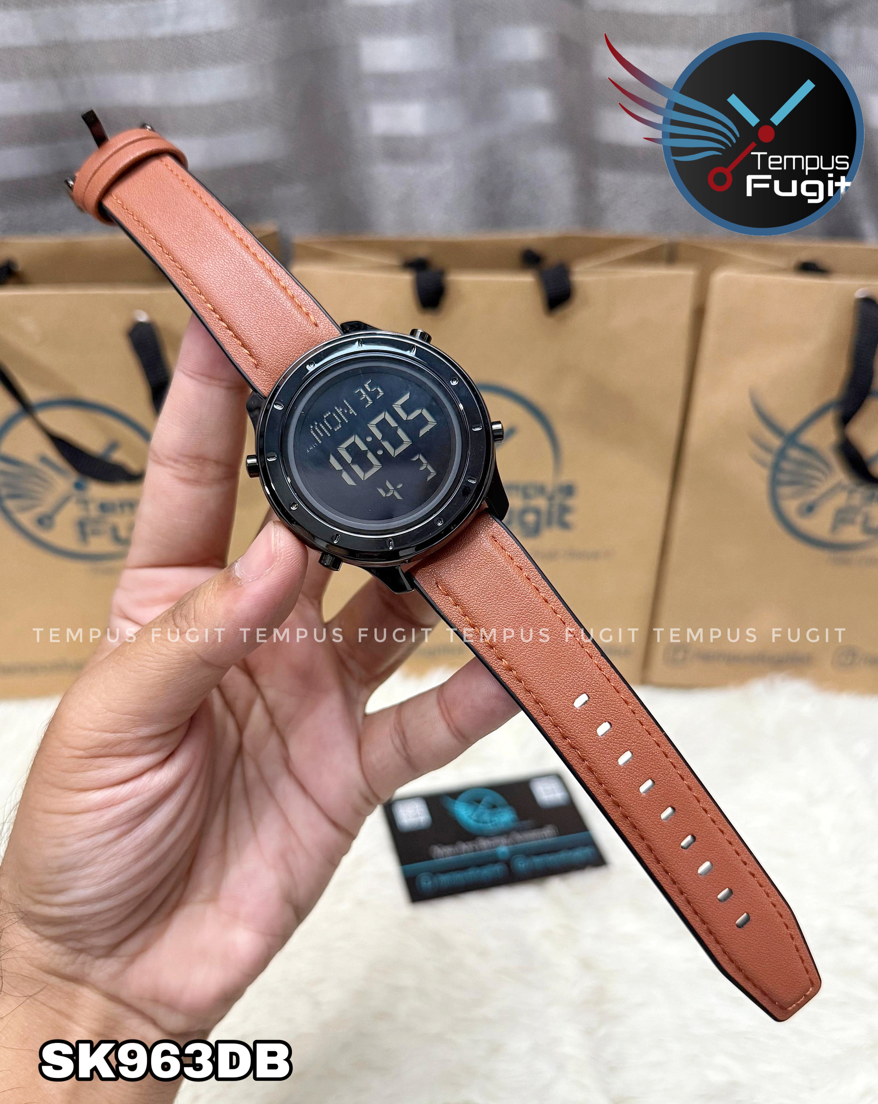 SKMEI 1864 Digital Watch- Black Dial- Black Bezel- Brown Strap- TF Code SK963DB_img_6