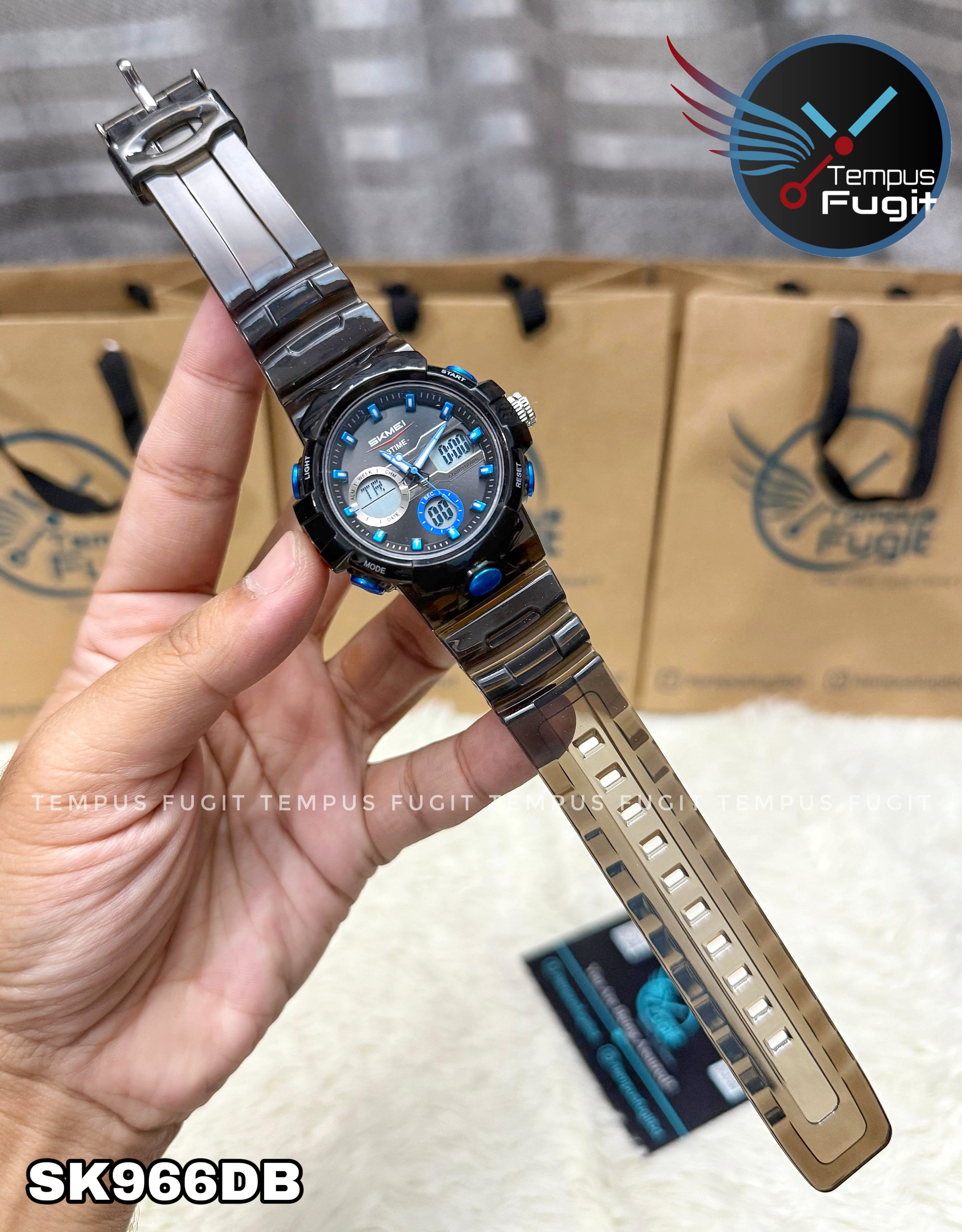 SKMEI 2386 Analogue+Digital Silicone Strap Sports Watch- Black Dial with Blue Markings- Black Bezel- Black Strap- TF Code SK966DB_img_10