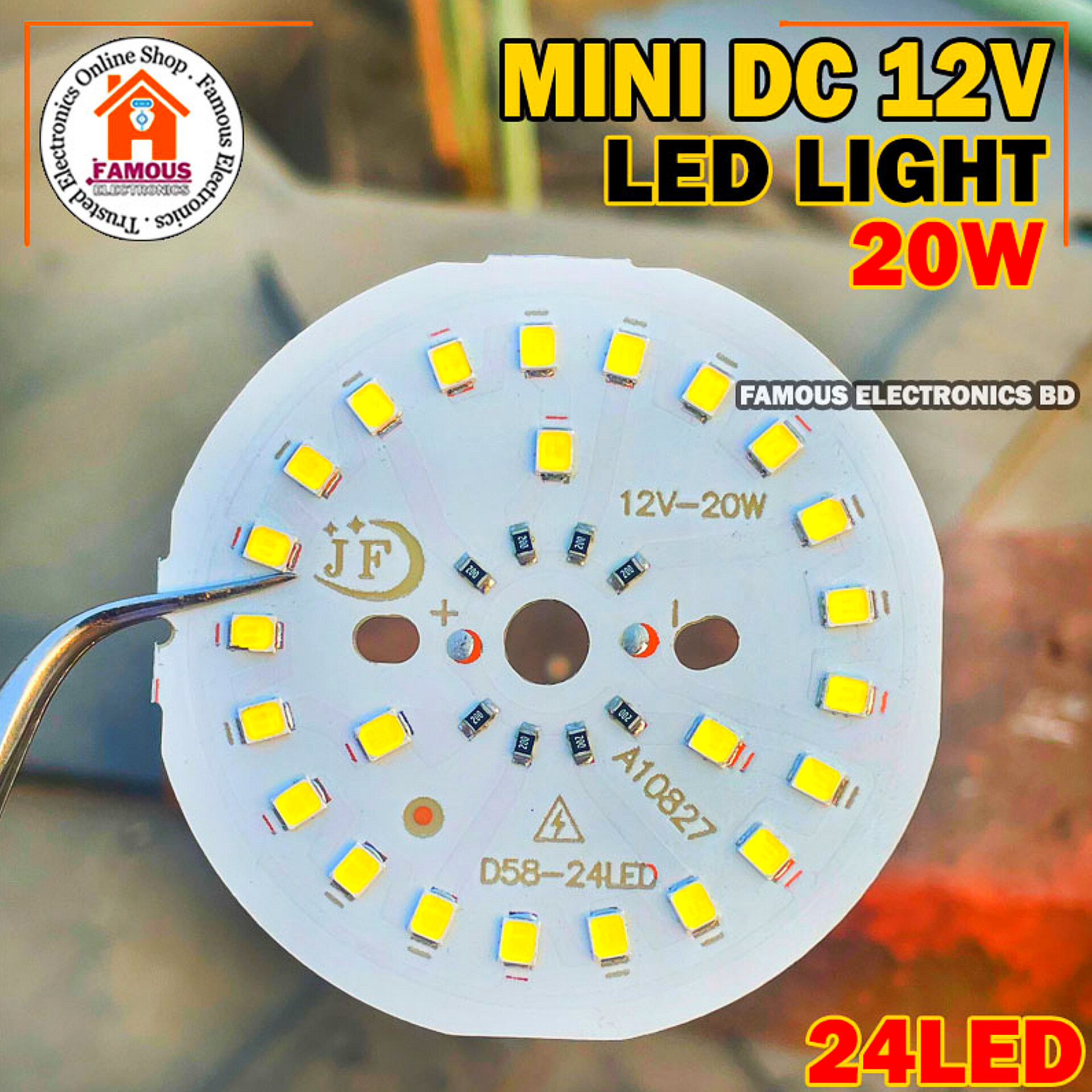 Solar DC 12V LED Lamp Plate 20W 24LED Round No Need Driver Smart Bulb Lamp For DIY Golden Color LED Floodlight Spotlight PCB Round shape DC 12 V LED Bulb Lamp Plate 20W Direct DC Led Light Plate