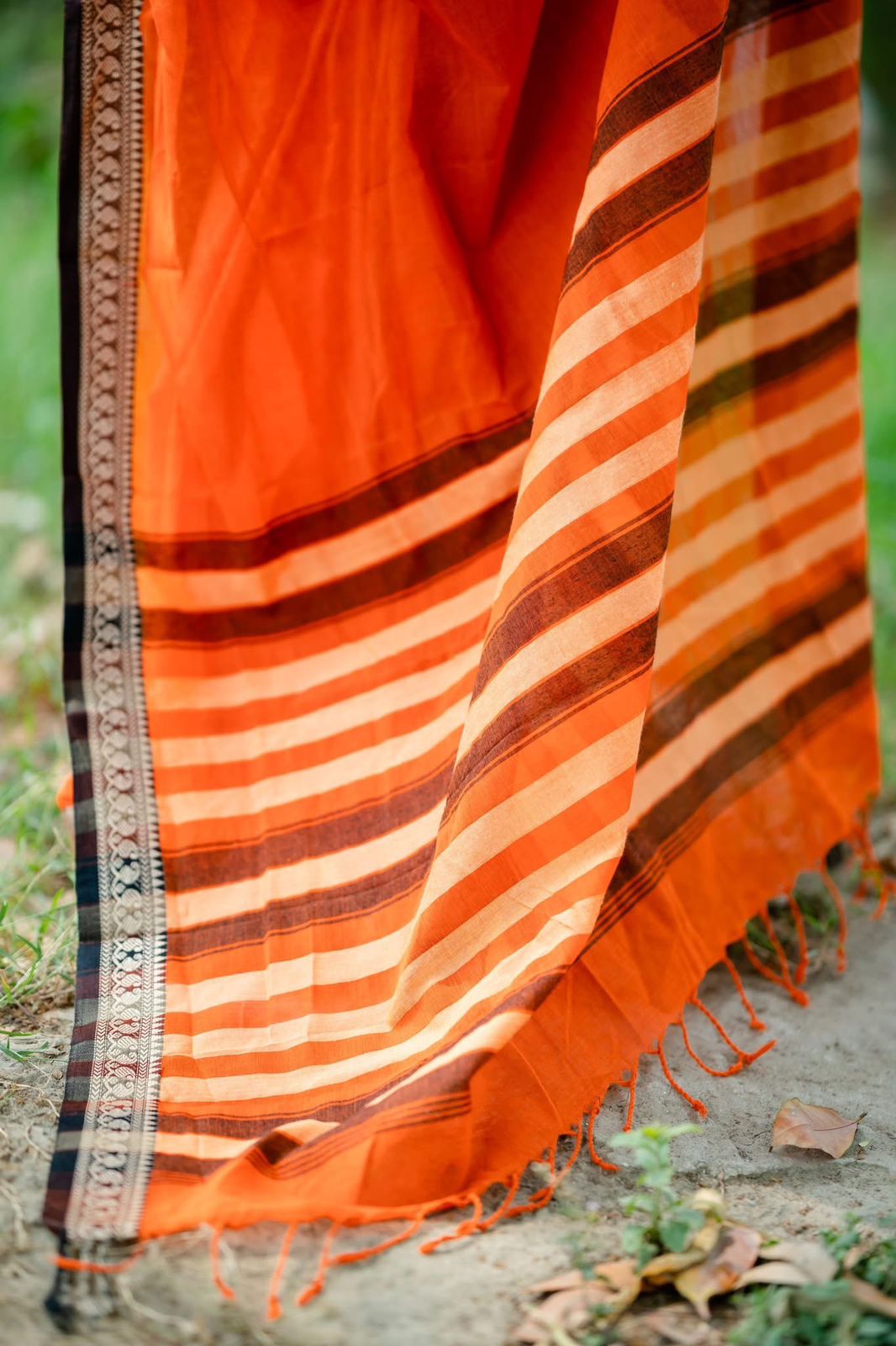 Handloom Orange black par saree_img_4