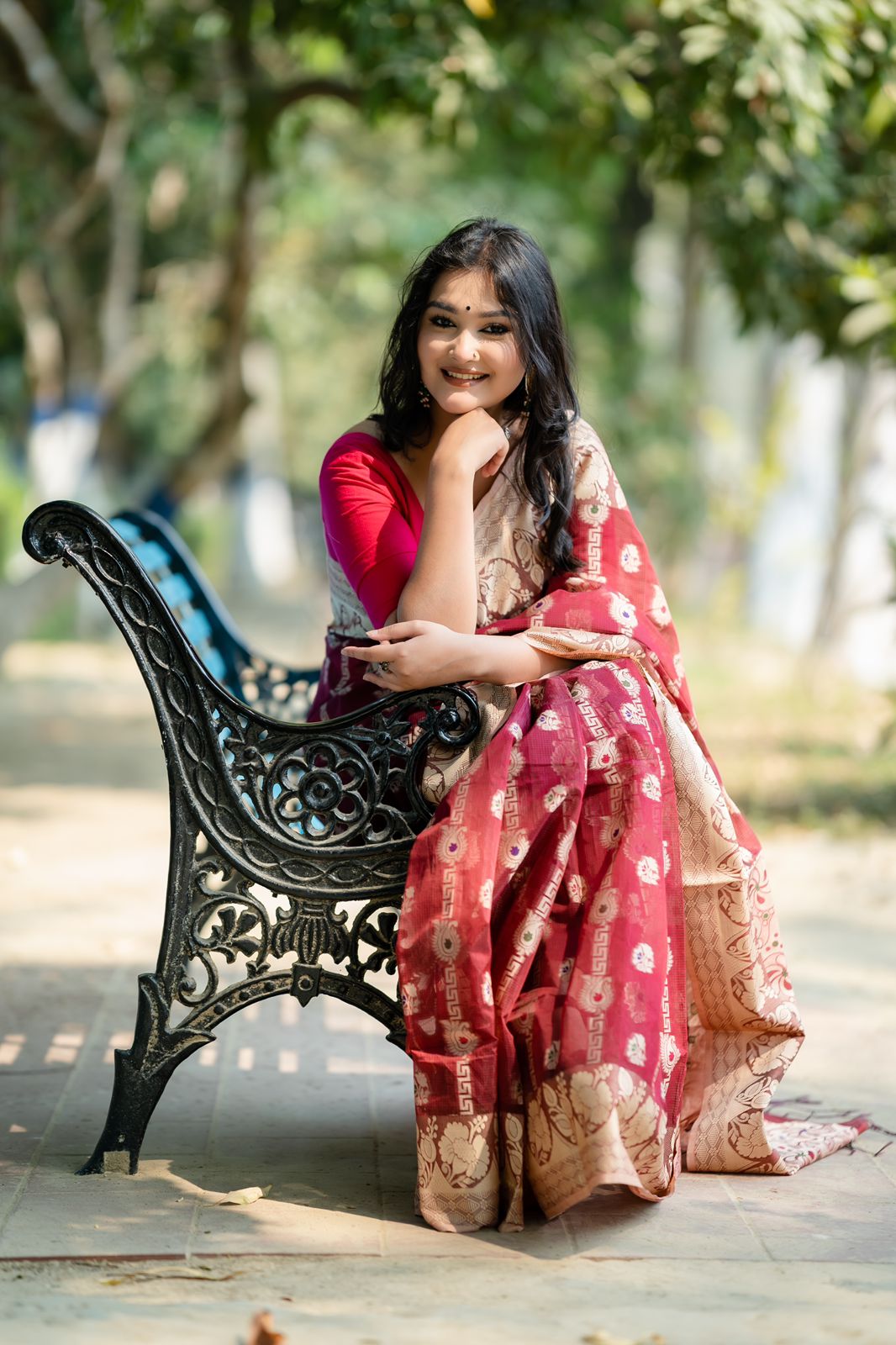 Handloom maroon colour full body work saree_img_3