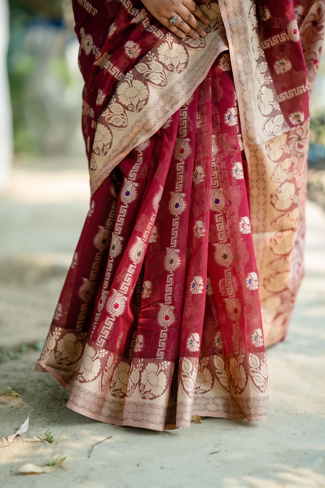 Handloom maroon colour full body work saree_img_2