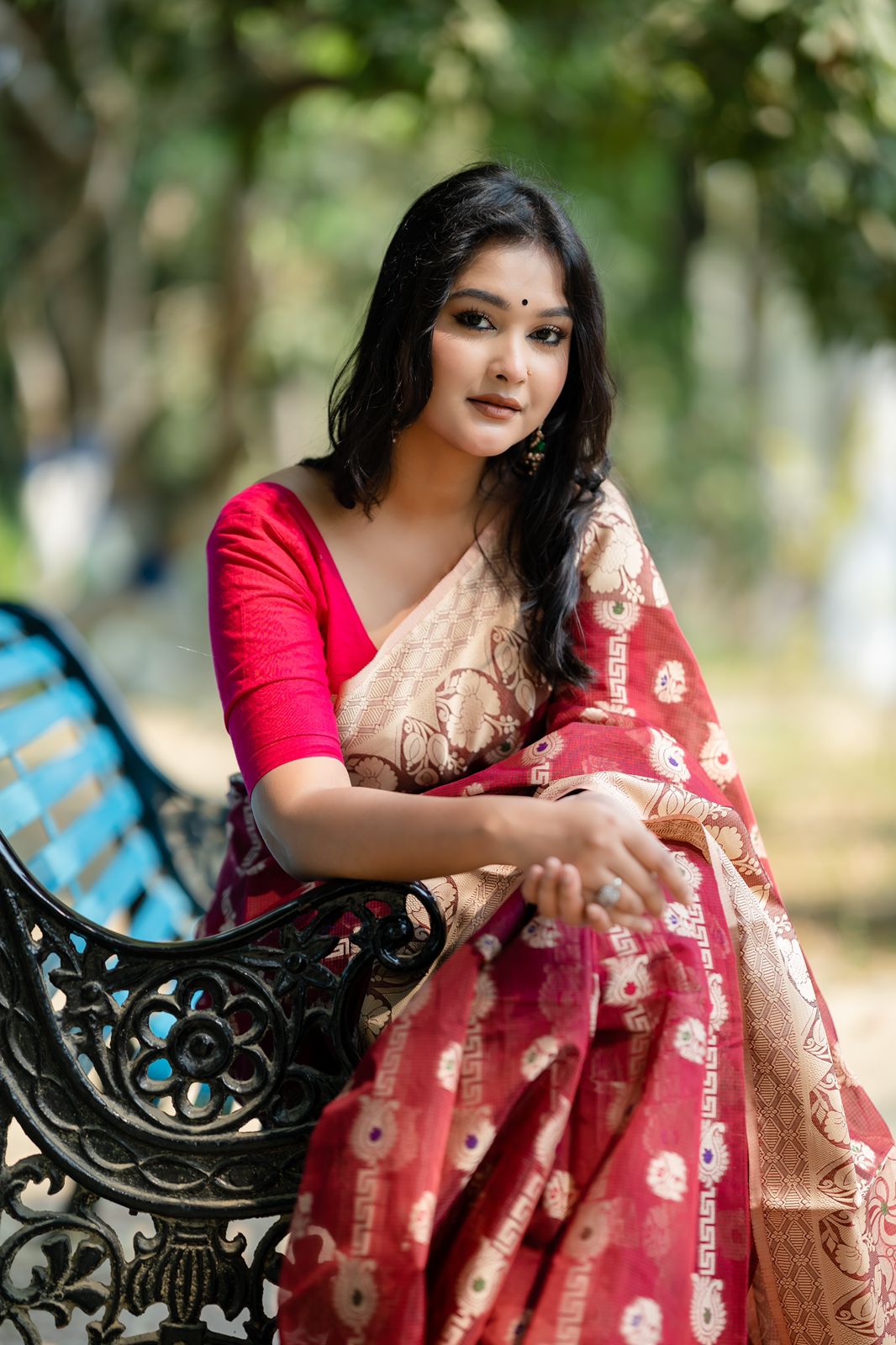 Handloom maroon colour full body work saree_img_5