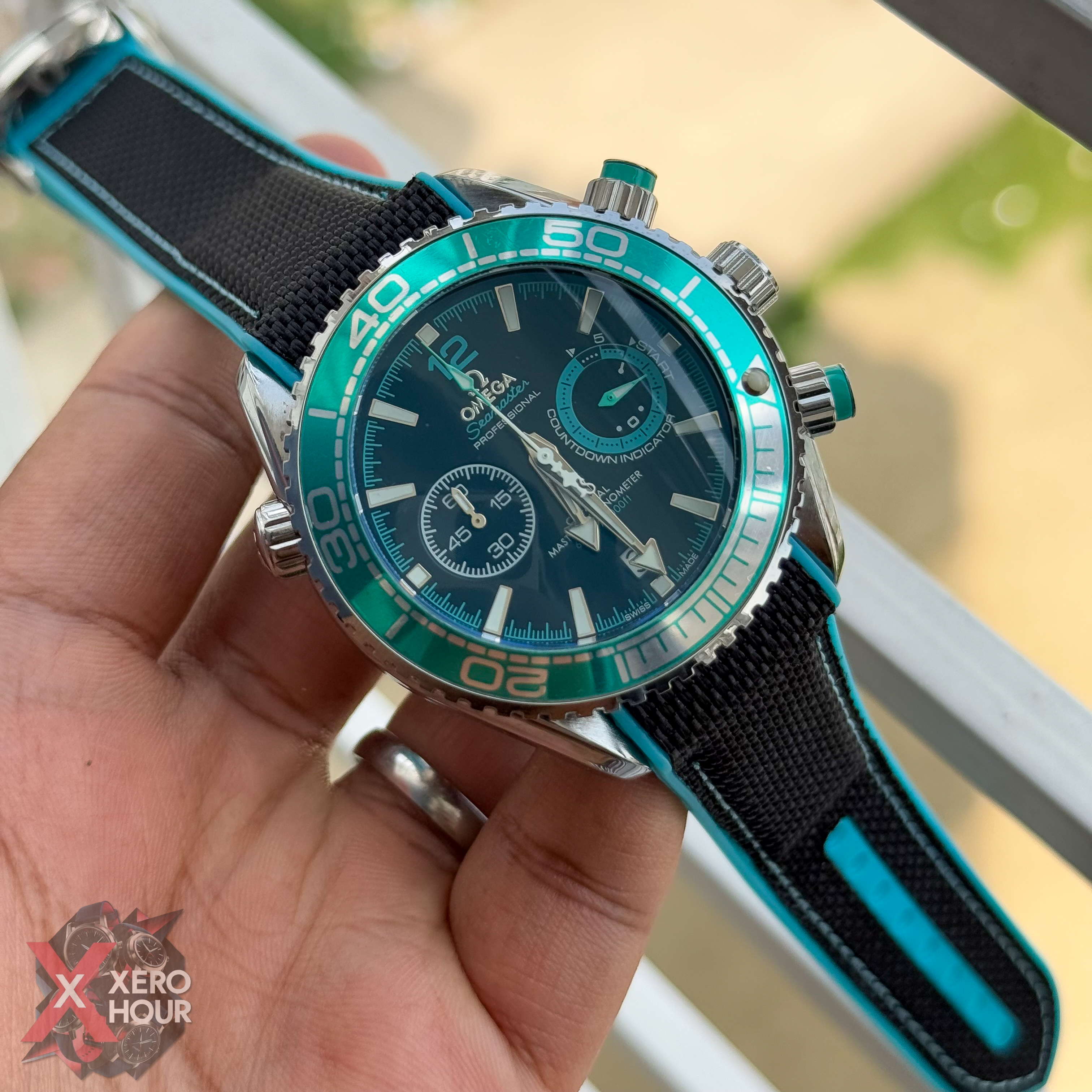 Omega seamaster Chronograph | Nylon strap | Cyan Tiffany