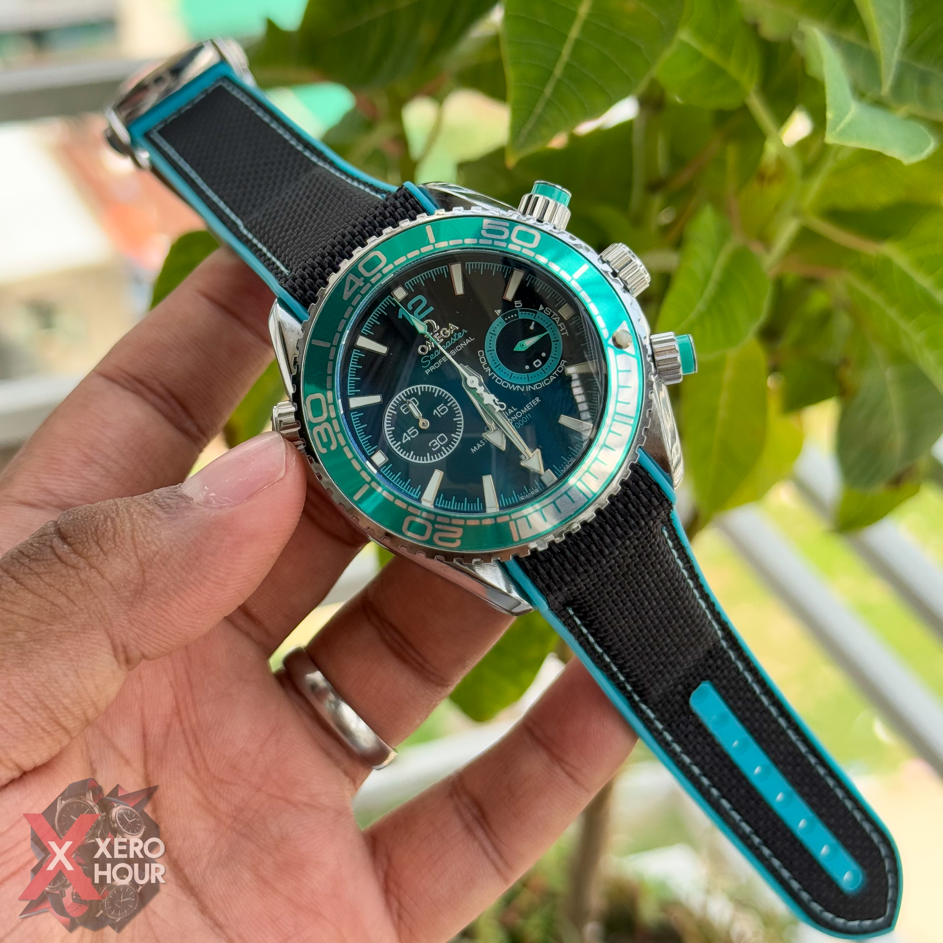 Omega seamaster Chronograph | Nylon strap | Cyan Tiffany_img_1