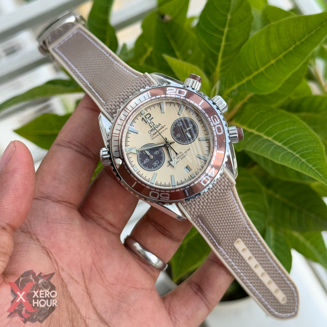 Omega seamaster Chronograph | Nylon strap | Cream color Bronze bezel_img_2