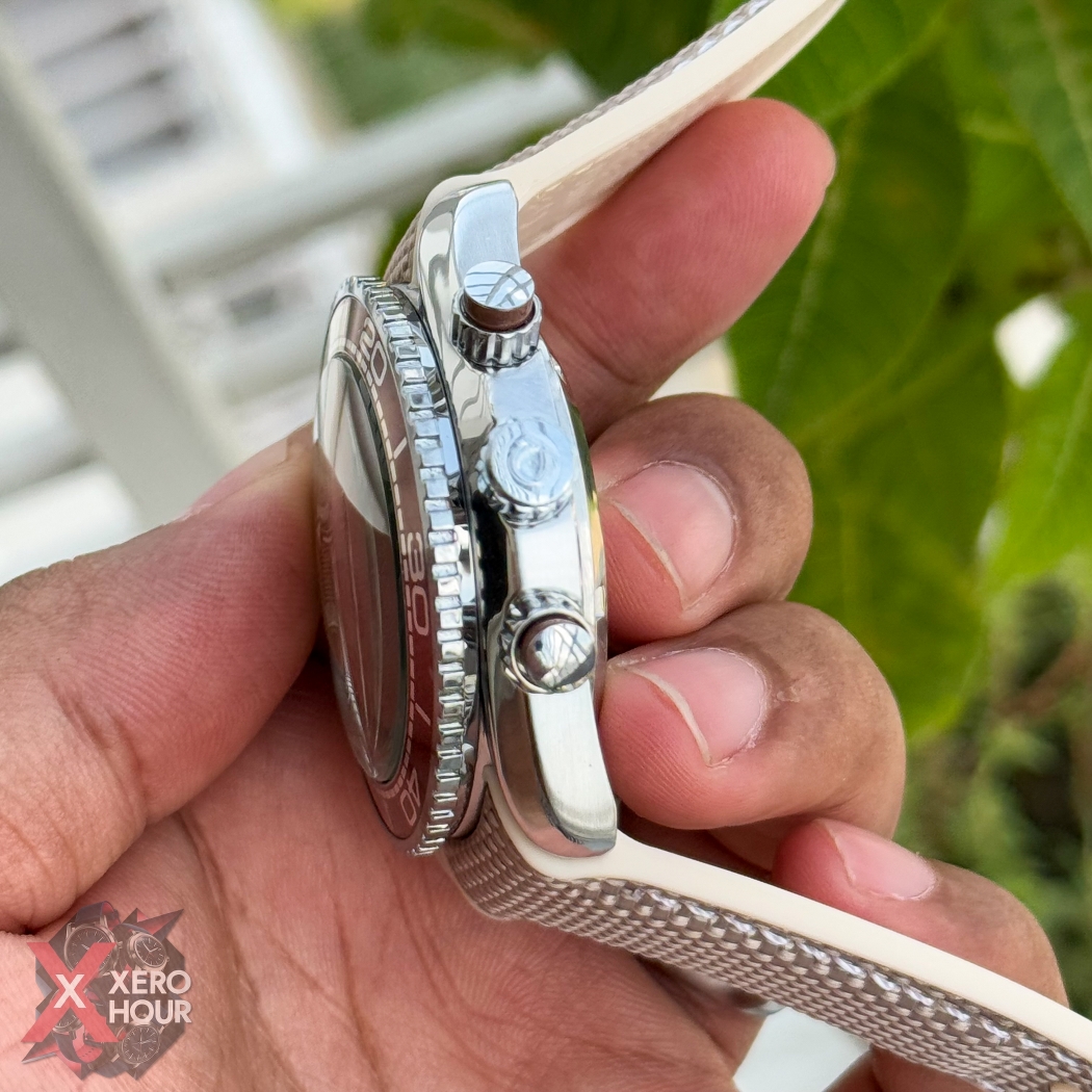 Omega seamaster Chronograph | Nylon strap | Cream color Bronze bezel_img_3