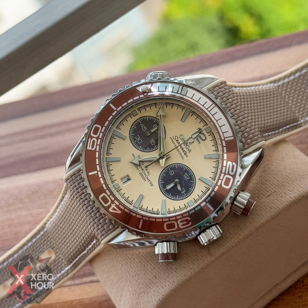 Omega seamaster Chronograph | Nylon strap | Cream color Bronze bezel_img_4