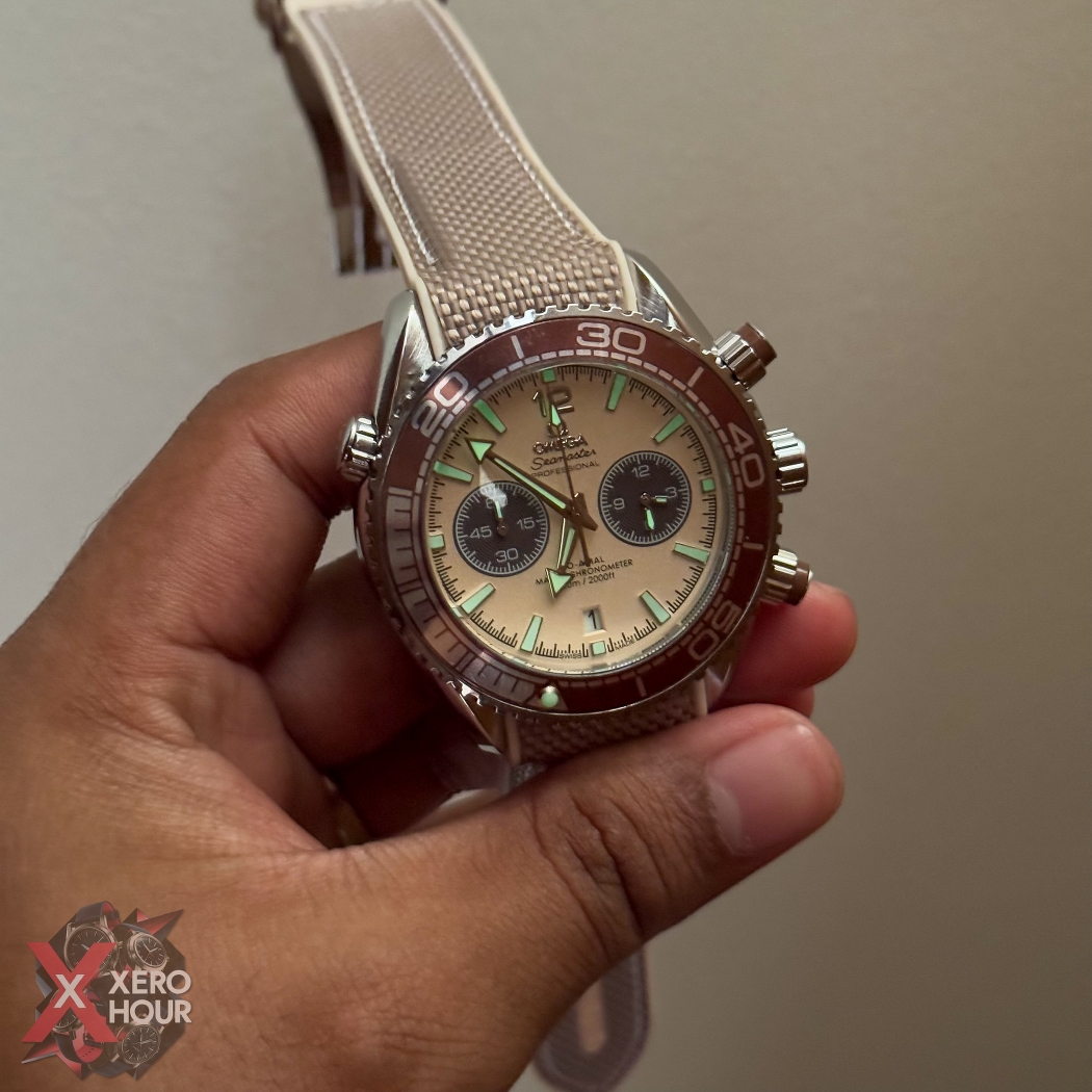Omega seamaster Chronograph | Nylon strap | Cream color Bronze bezel_img_7