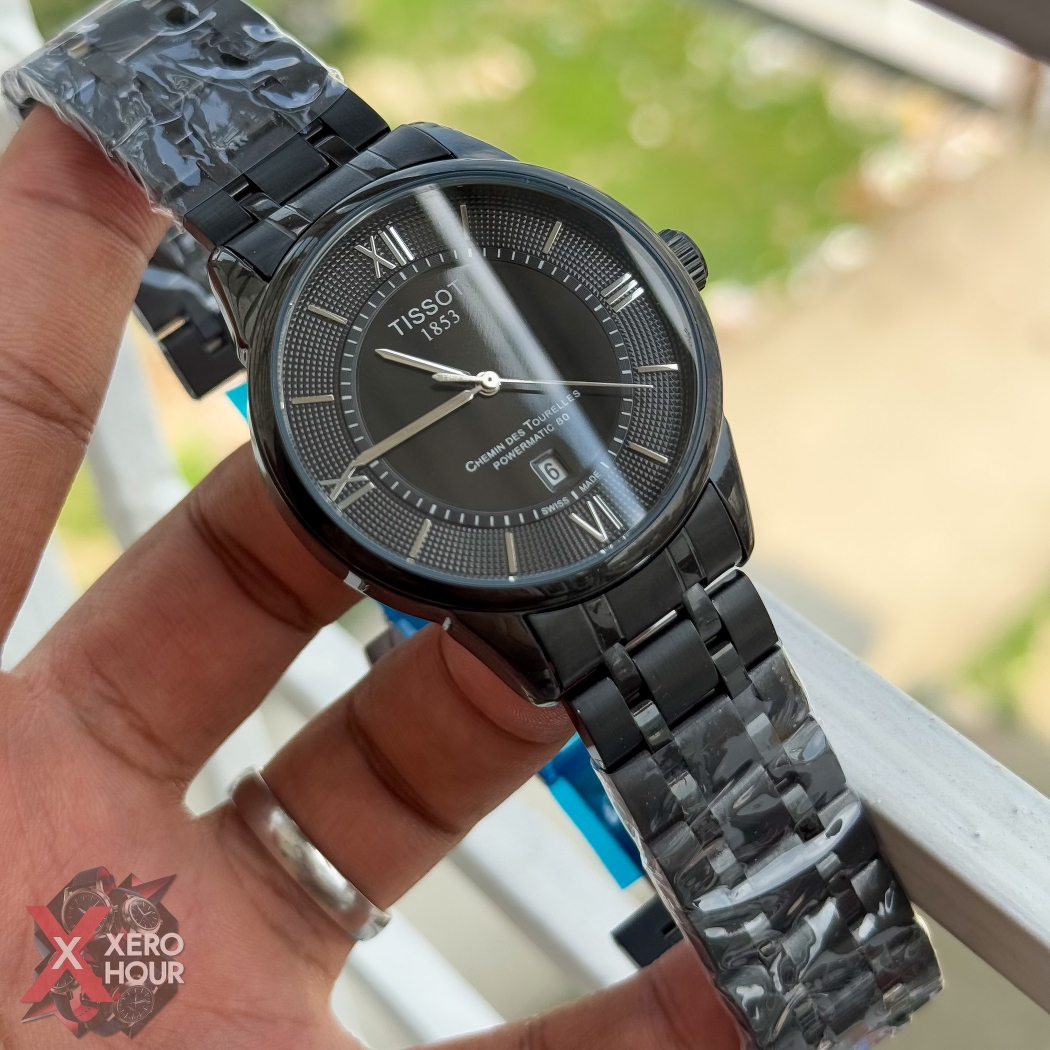 Tissot Plain Dial Date just | Full Formal | Full Black matte glossy mixed | Dot matrix dial