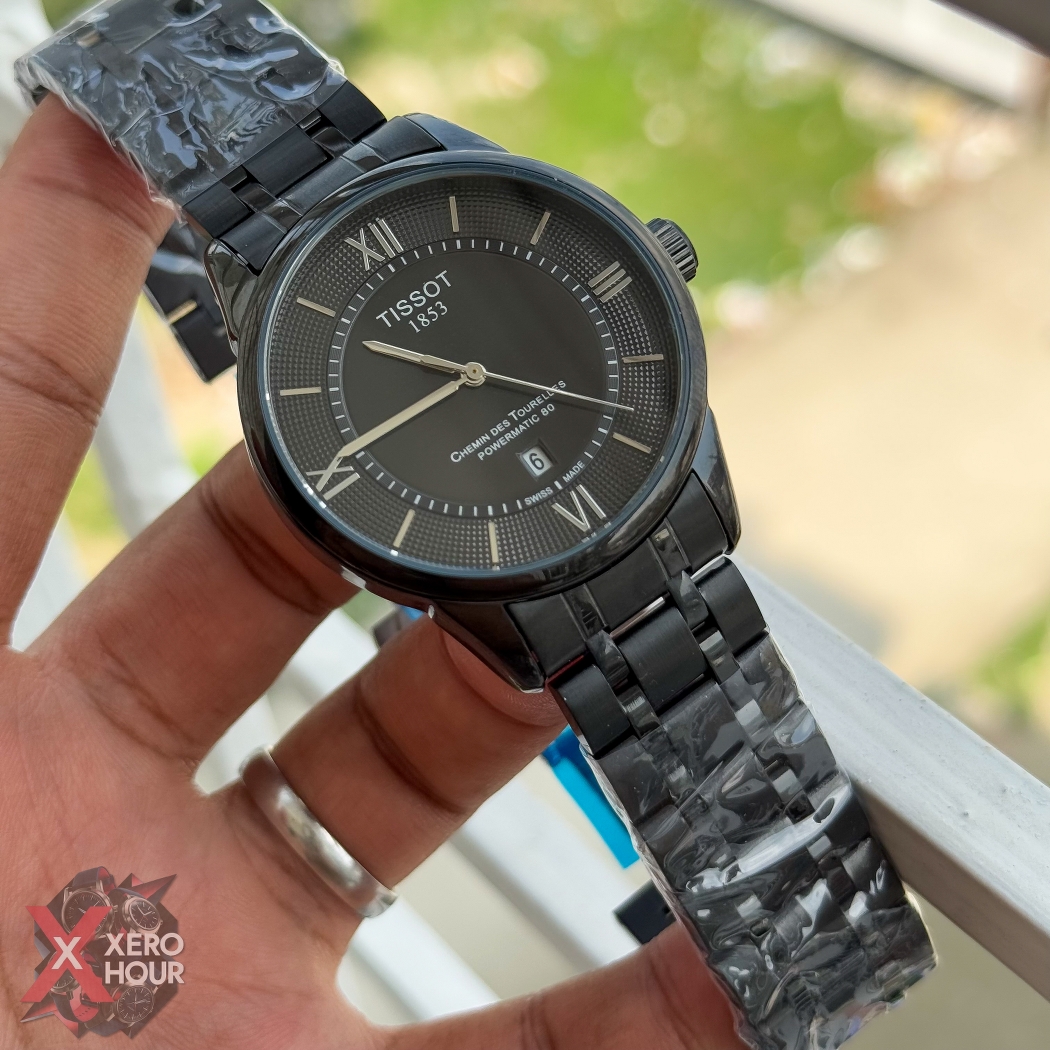 Tissot Plain Dial Date just | Full Formal | Full Black matte glossy mixed | Dot matrix dial_img_1