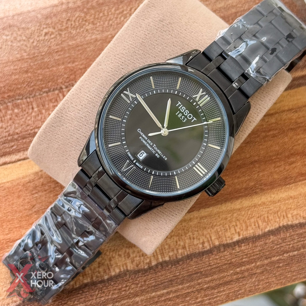 Tissot Plain Dial Date just | Full Formal | Full Black matte glossy mixed | Dot matrix dial_img_4