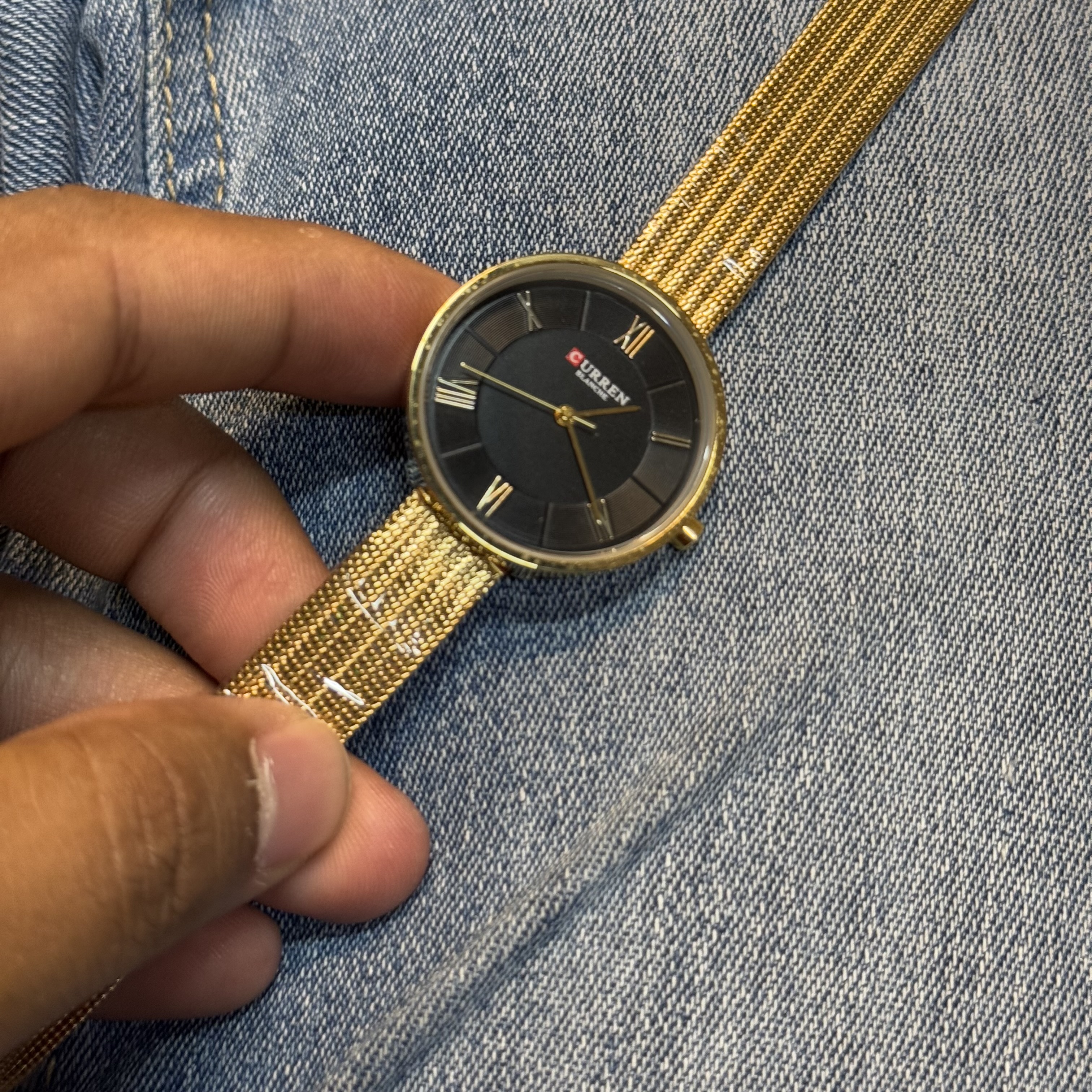 Curren Original Mash chain Full Gold Black dial