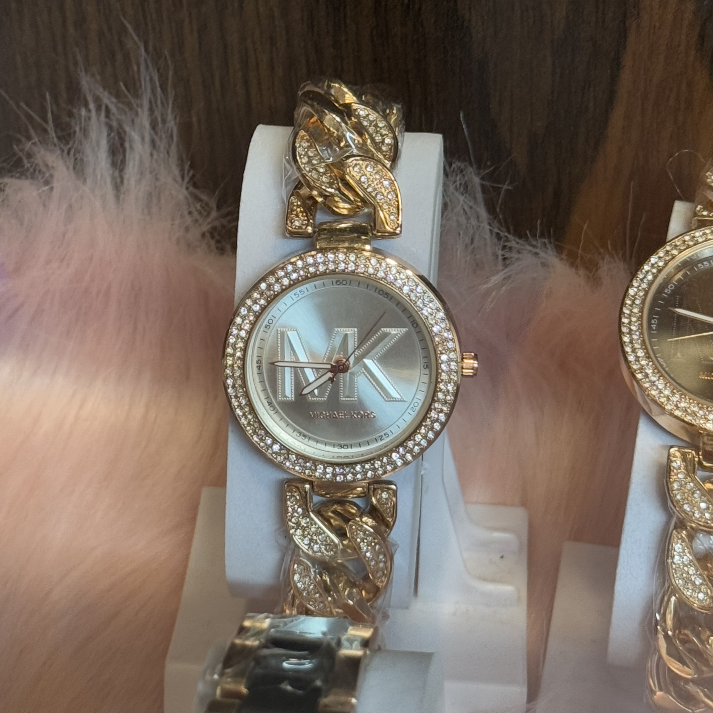 MK stone iced white dial