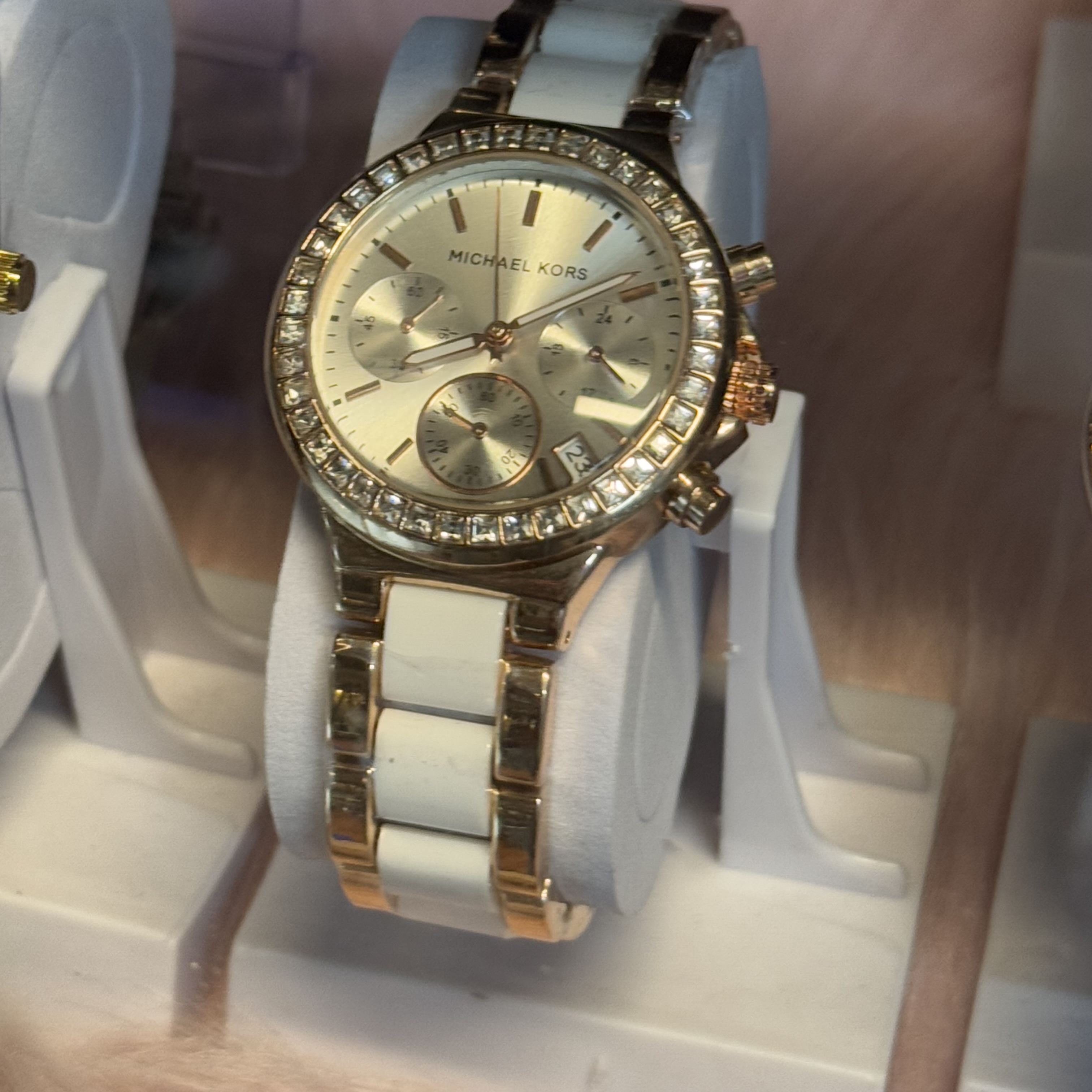 MK Dual Tone Rose gold white chronograph