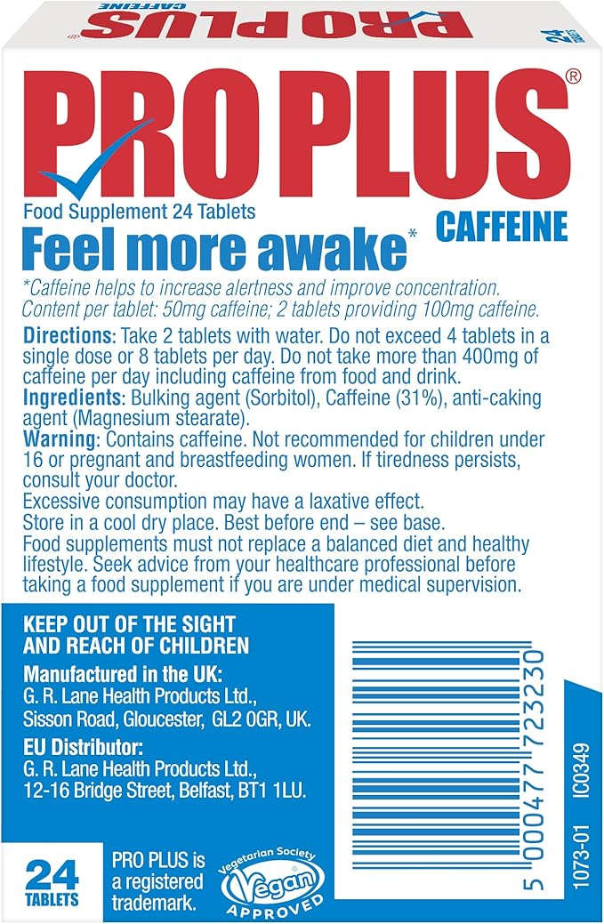 Pro Plus 24 tablets - Caffeine tablets - Sugar Free - Made in UK_img_2