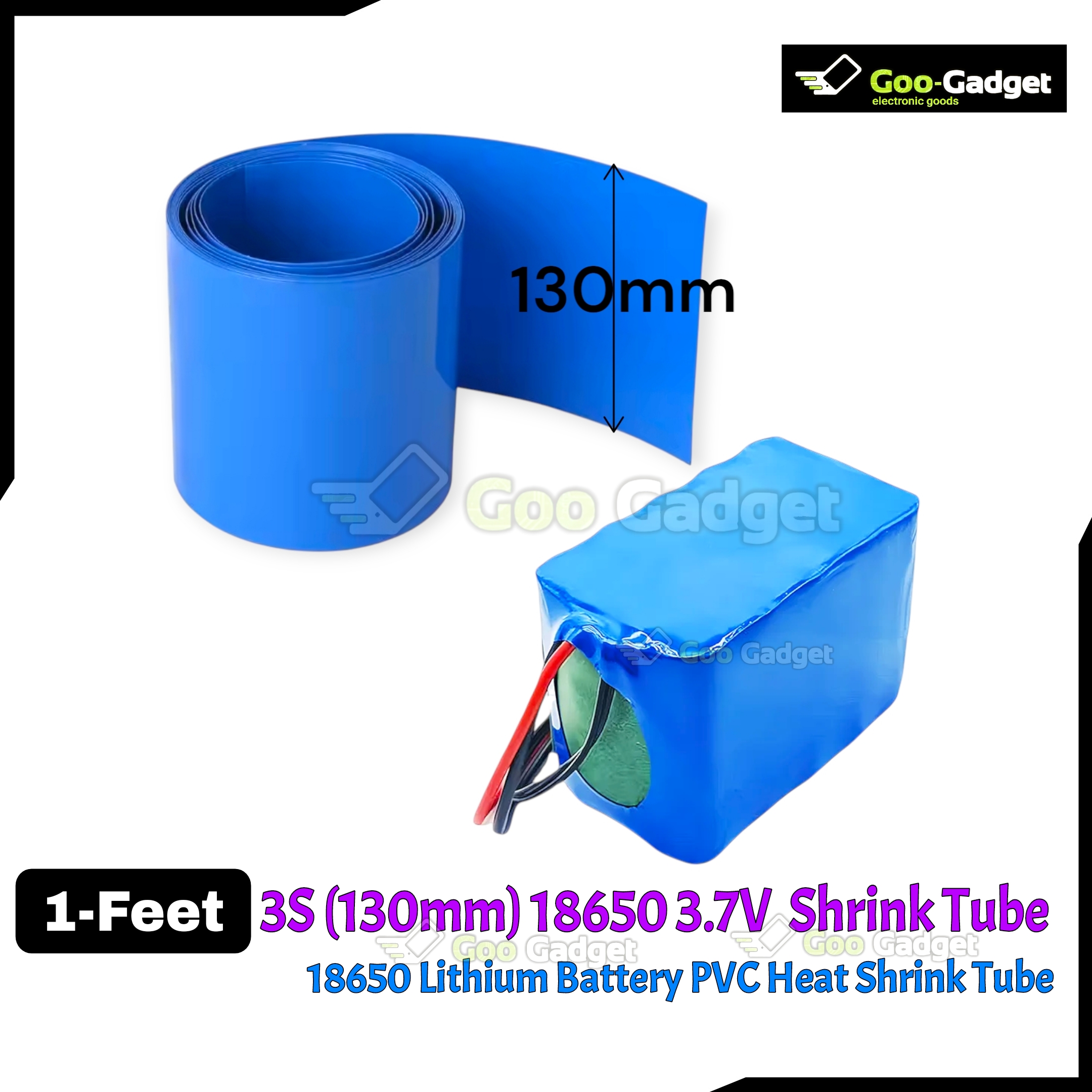18650 Lithium Battery PVC Heat Shrink Tube – Blue | 30mm, 100mm, 120mm, 130mm Width | Insulated Film Wrap for 1S–3S Battery Pack_img_3