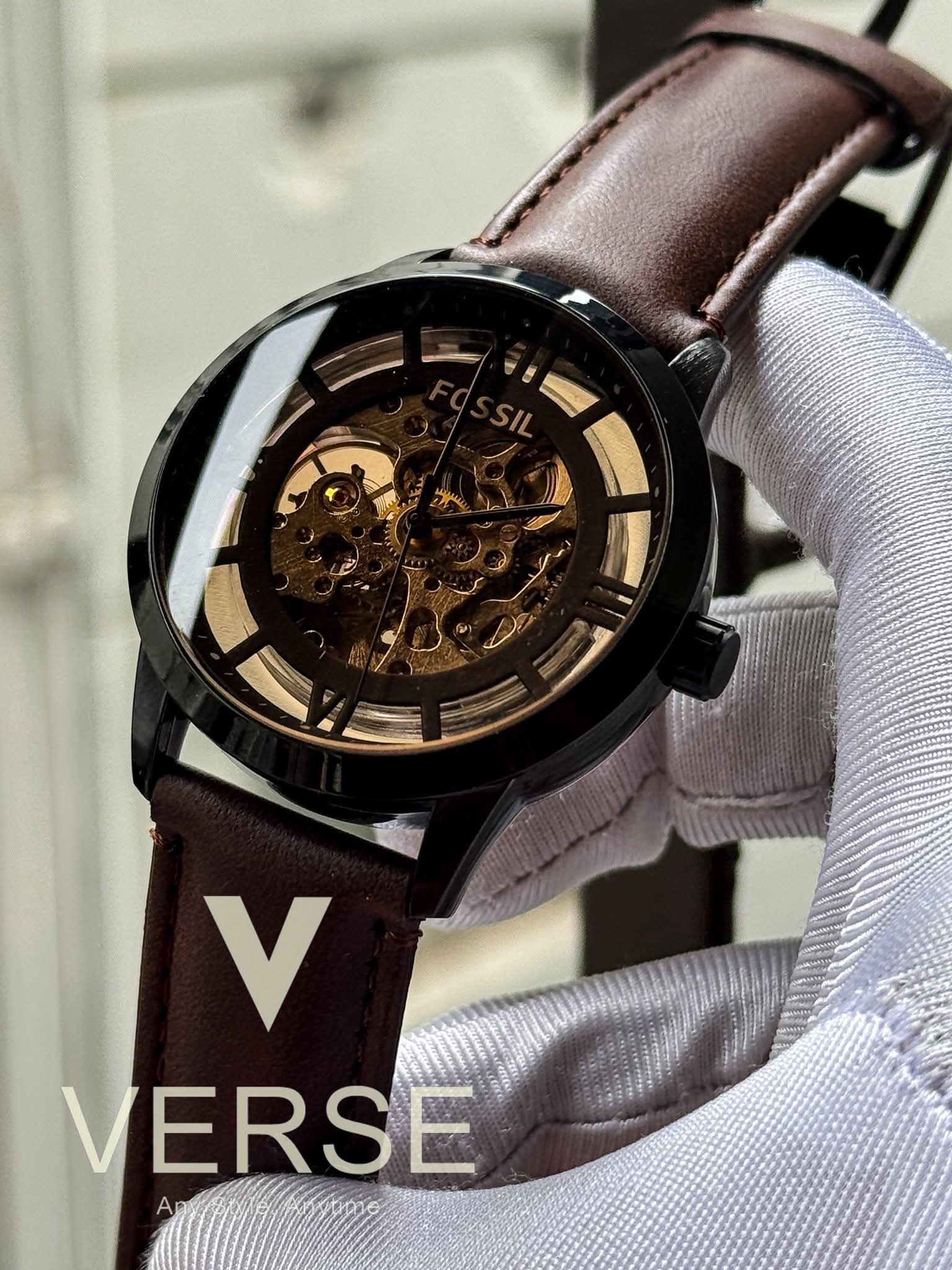 Fossil auto skeleton dark browm