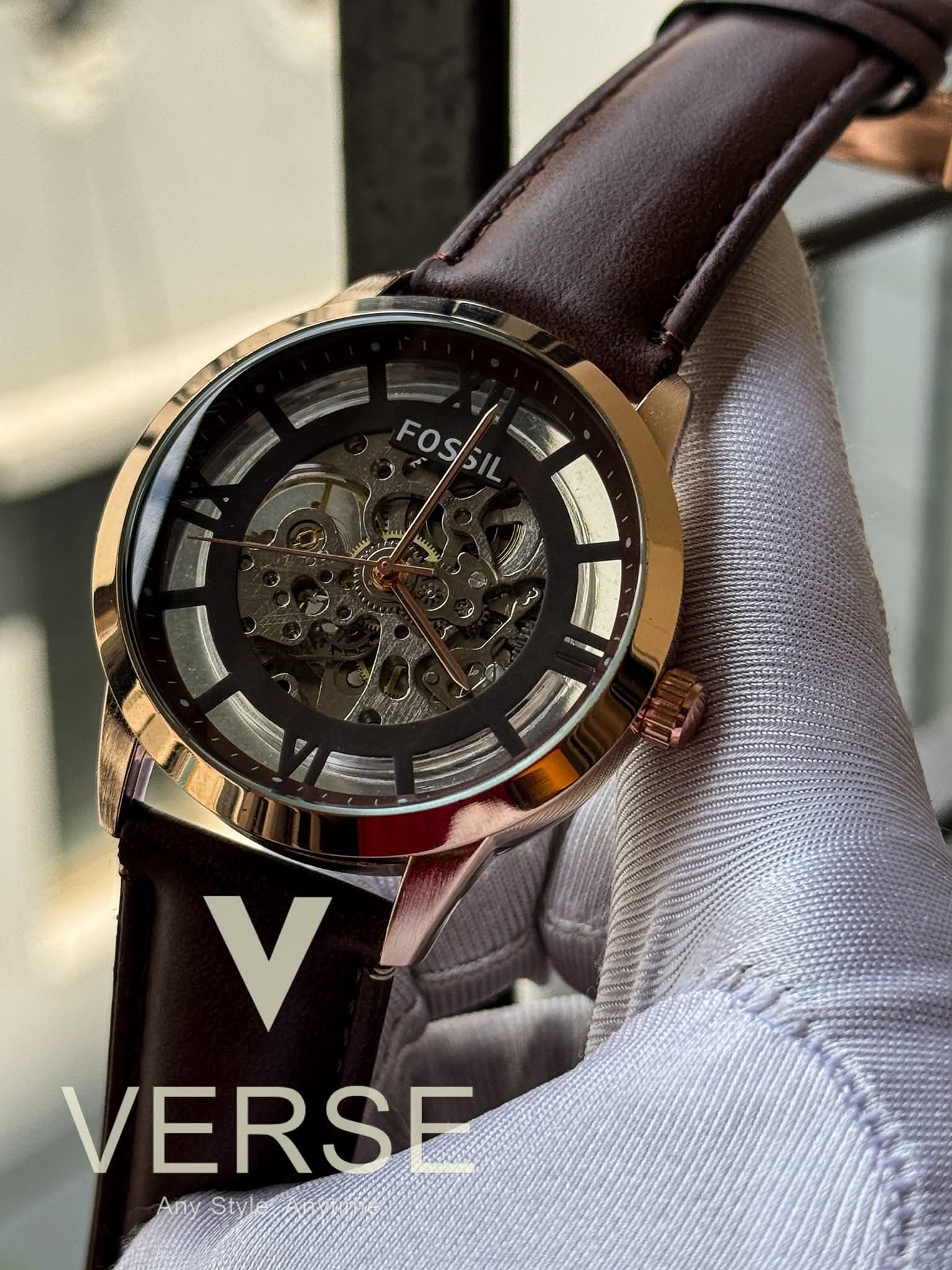 Fossil auto skeleton dark brown