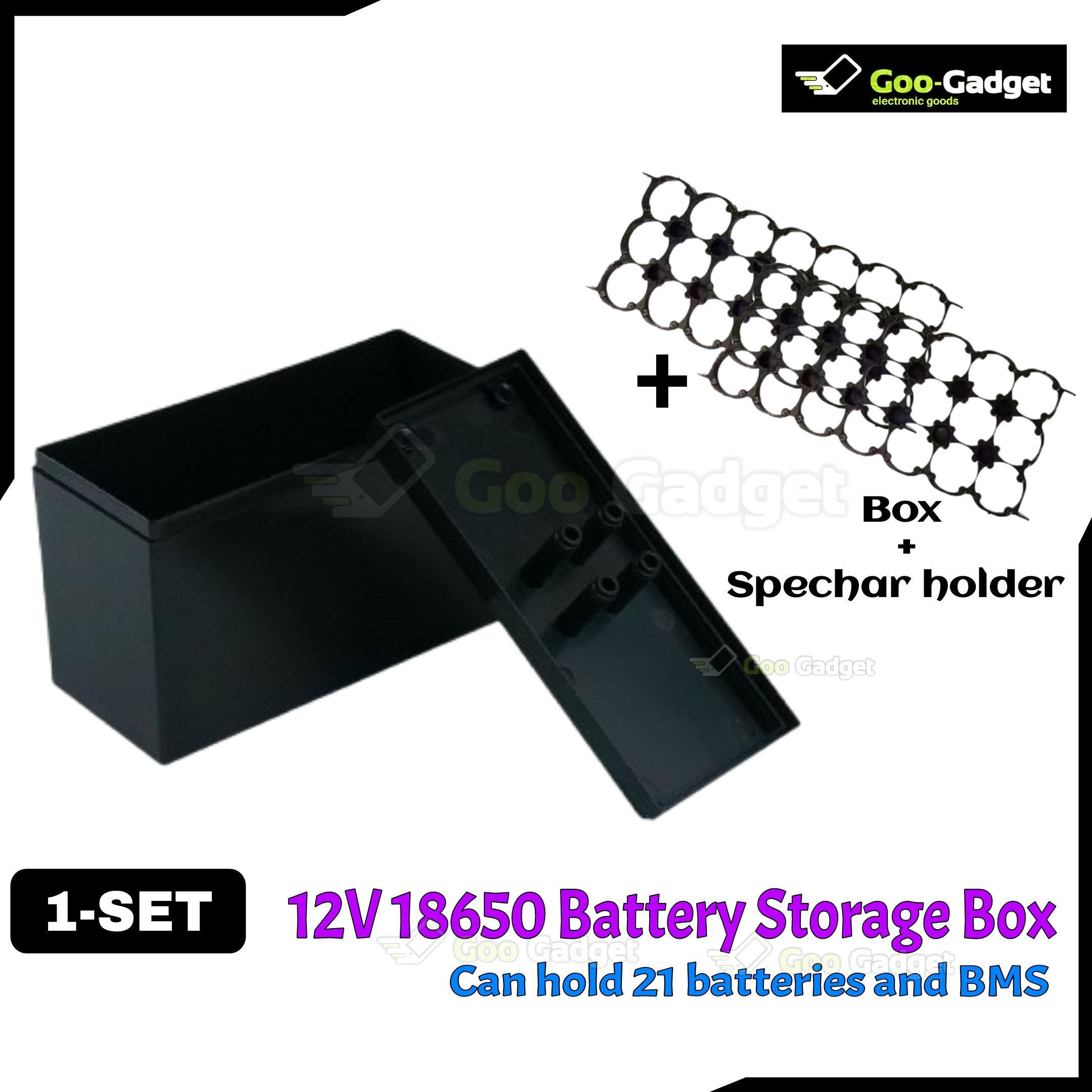 DIY 18650 Battery Storage Box Set (12.6V) – 21-Cell Storage Box + 3S 25A/40A BMS + Spacer Holder + 3.5ft Nickel Strip – 1 Set_img_5