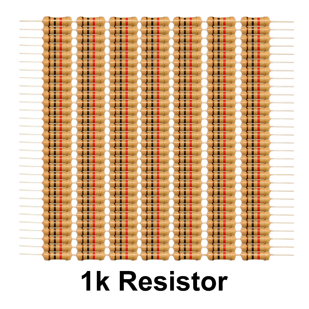 20PCS 1K Ohm Carbon Film Resistors – 1/4W 5% Tolerance | Fixed Passive Components_img_1